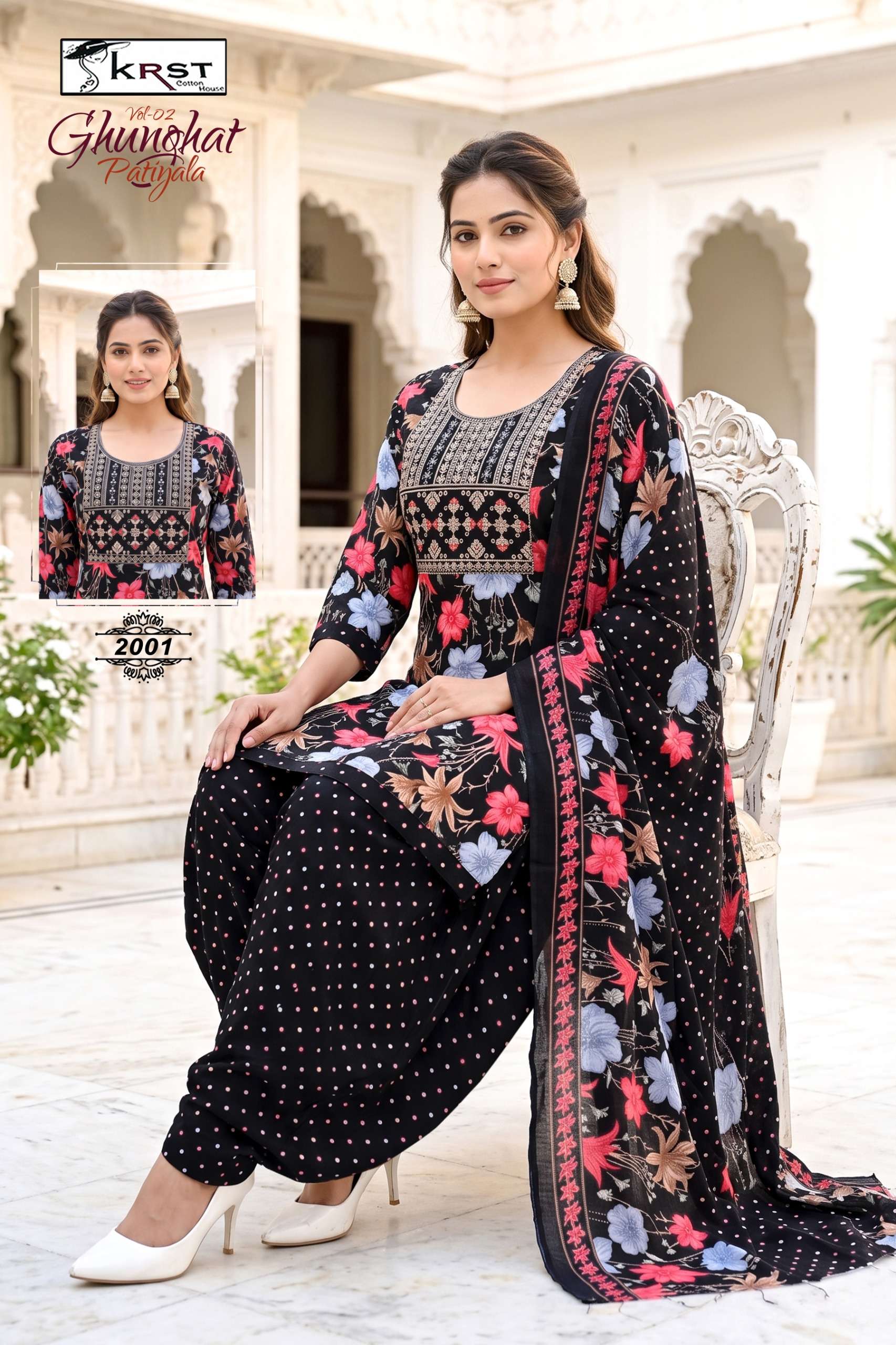 KRST COTTON HOUSE GHUNGHAT PATIYALA VOL 2 COTTON PRINTED PATIYALA SUITS 
