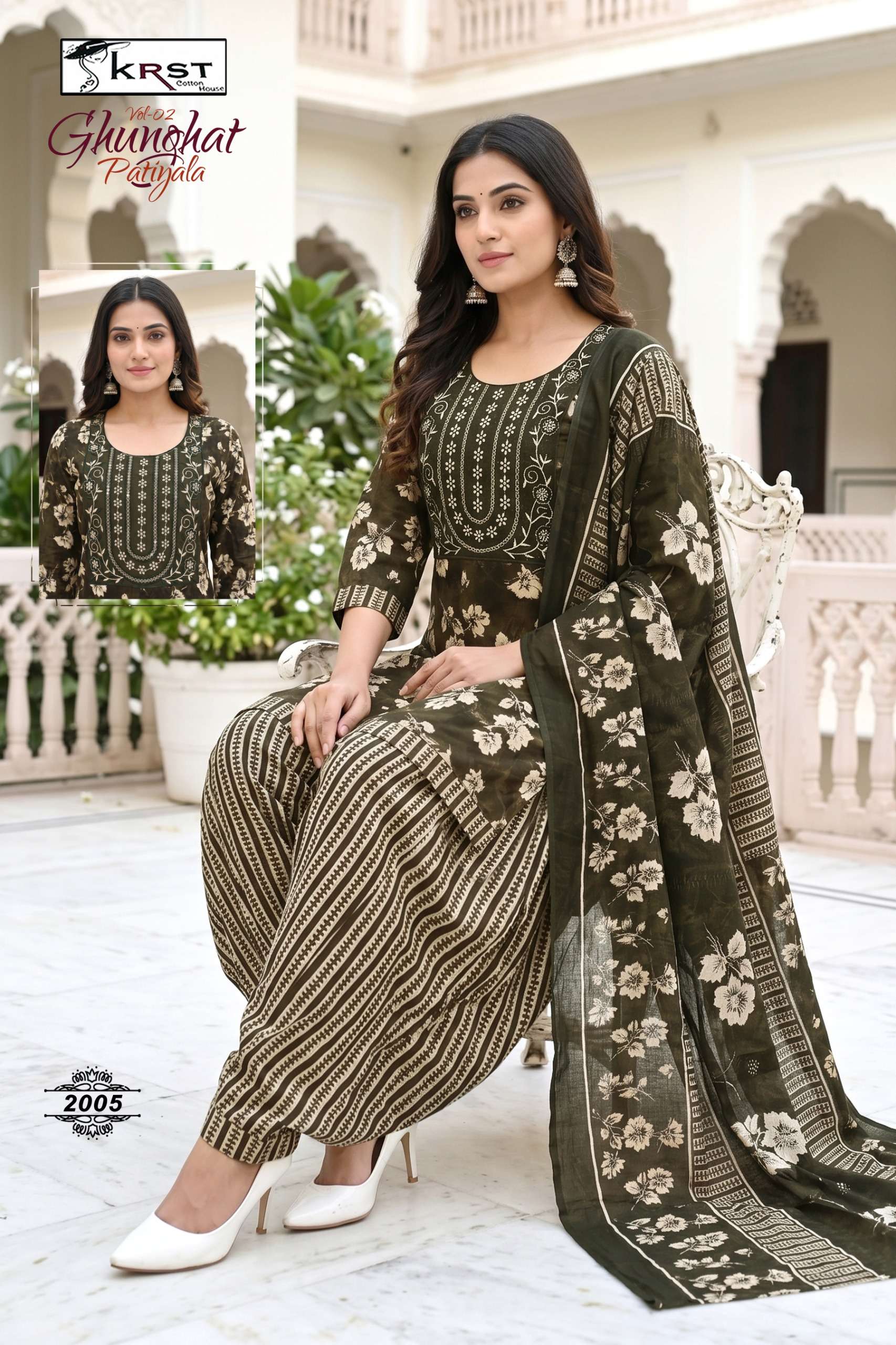 KRST COTTON HOUSE GHUNGHAT PATIYALA VOL 2 COTTON PRINTED PATIYALA SUITS 