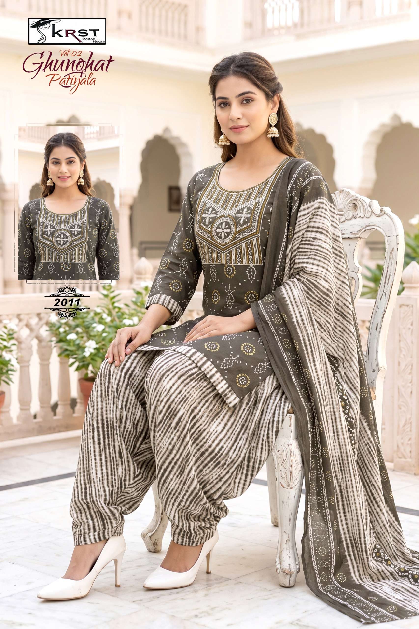 KRST COTTON HOUSE GHUNGHAT PATIYALA VOL 2 COTTON PRINTED PATIYALA SUITS 