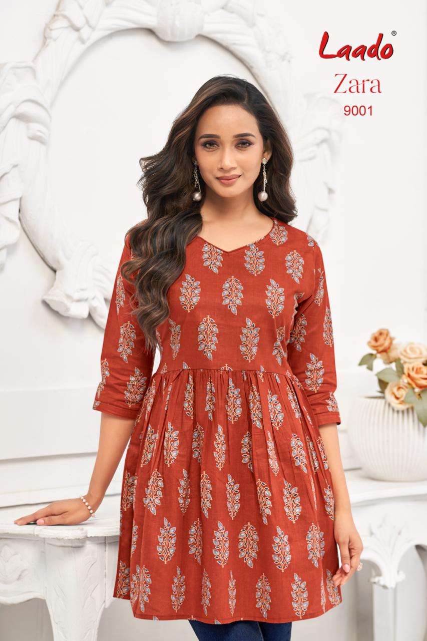 LAADO ZARA VOL 9 COTTON PRINTED FANCY SHORT KURTI