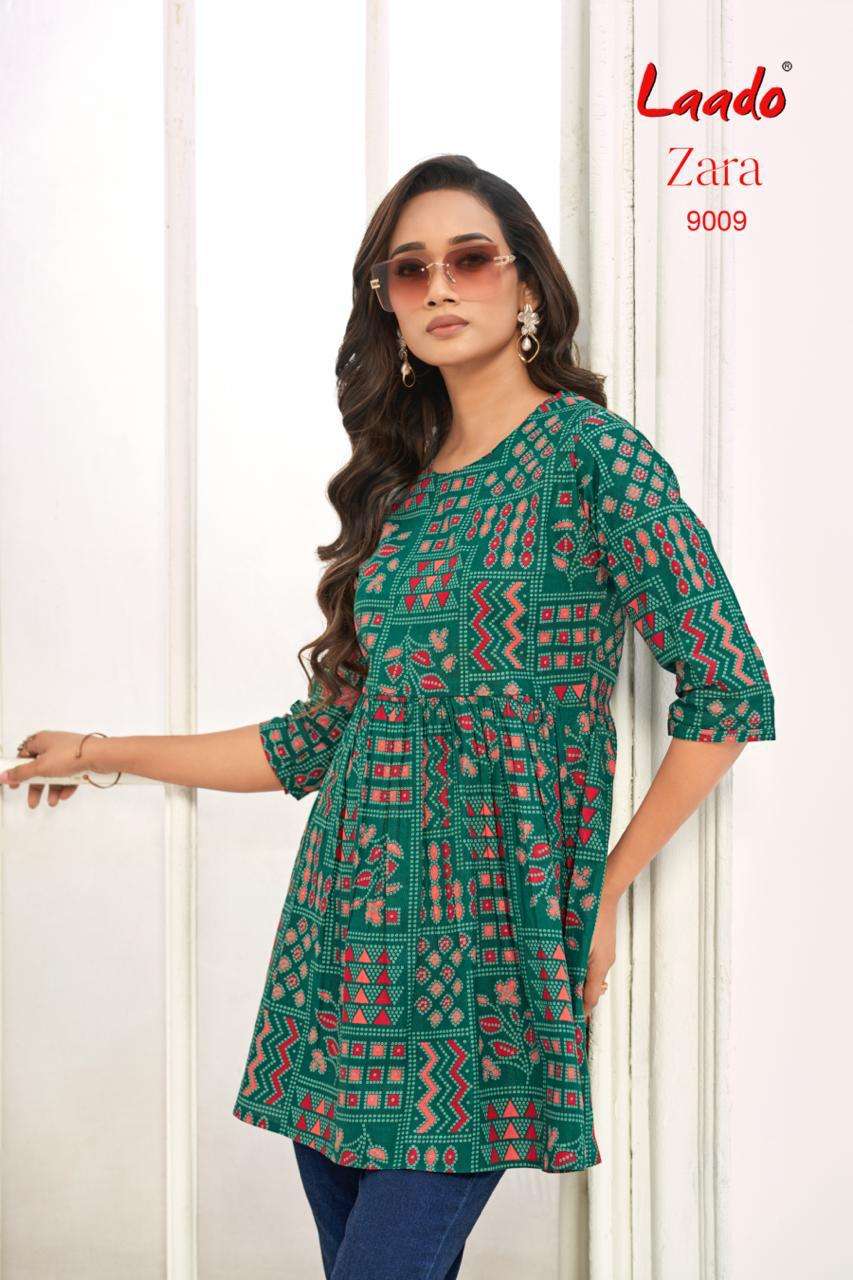 LAADO ZARA VOL 9 COTTON PRINTED FANCY SHORT KURTI