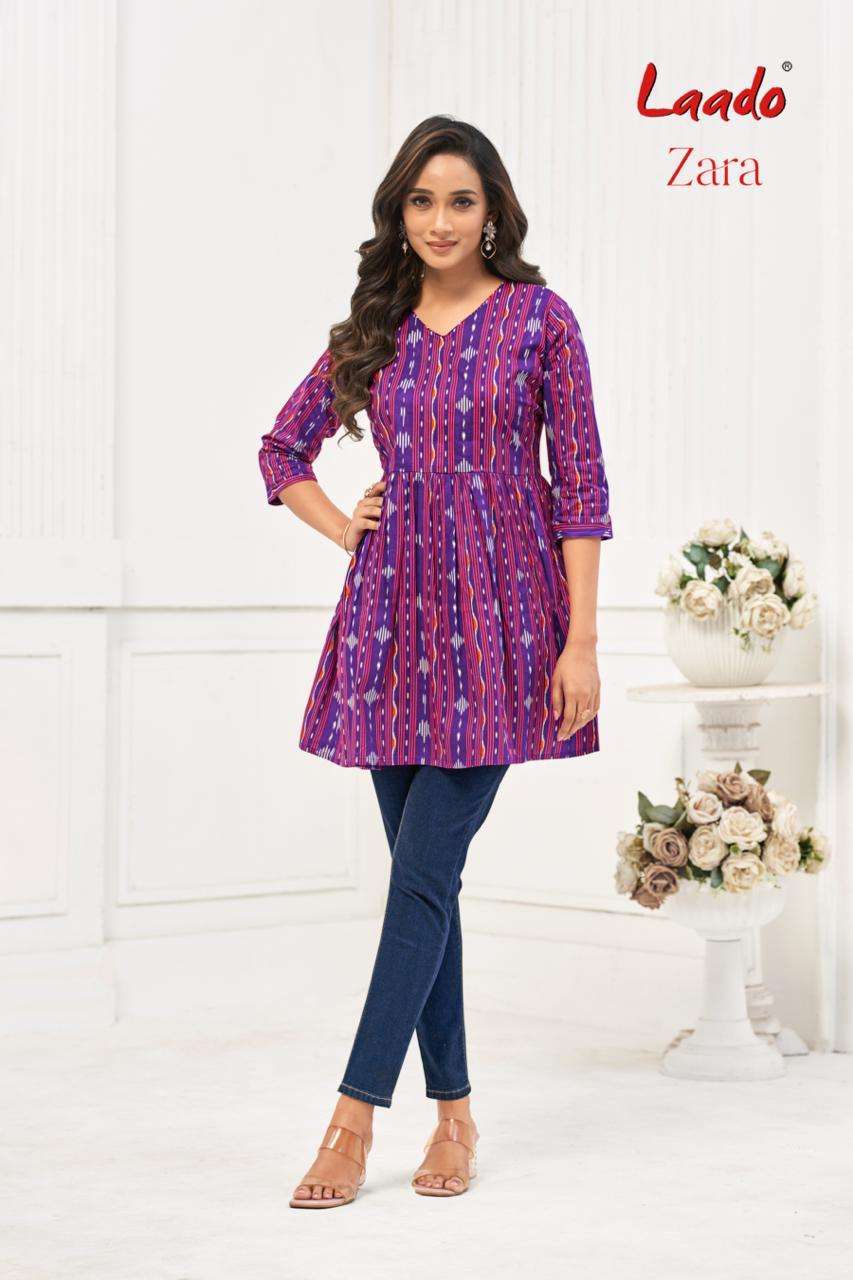 LAADO ZARA VOL 9 COTTON PRINTED FANCY SHORT KURTI