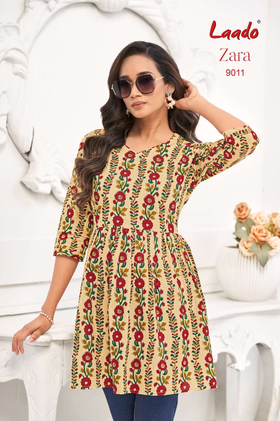 LAADO ZARA VOL 9 COTTON PRINTED FANCY SHORT KURTI