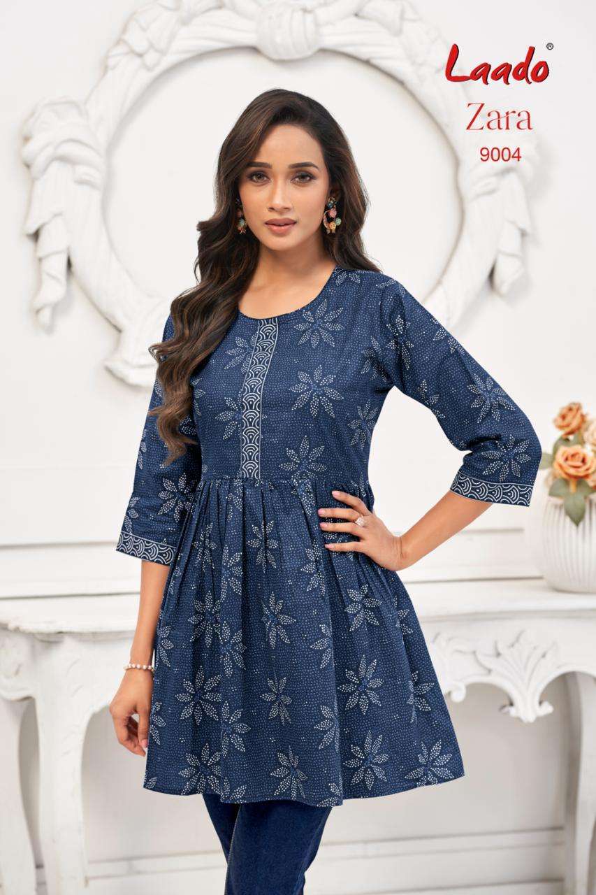 LAADO ZARA VOL 9 COTTON PRINTED FANCY SHORT KURTI