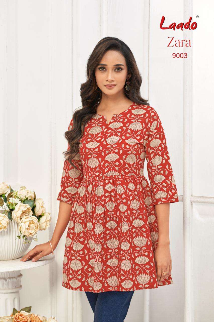 LAADO ZARA VOL 9 COTTON PRINTED FANCY SHORT KURTI