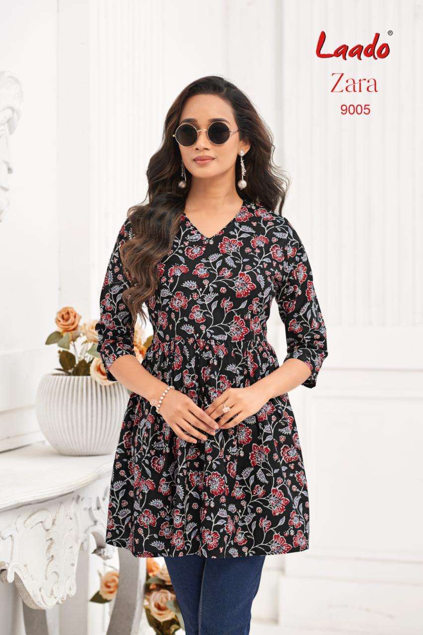 LAADO ZARA VOL 9 COTTON PRINTED FANCY SHORT KURTI