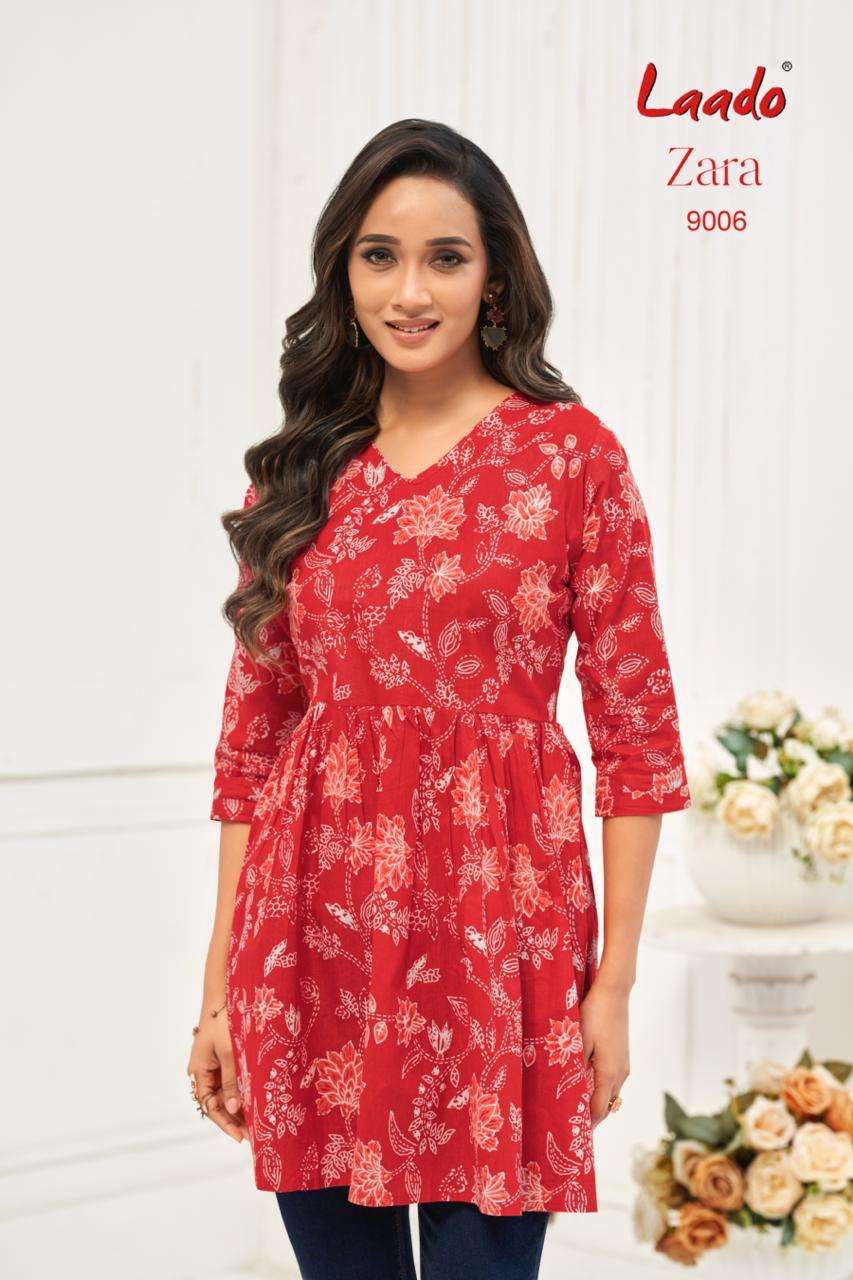 LAADO ZARA VOL 9 COTTON PRINTED FANCY SHORT KURTI