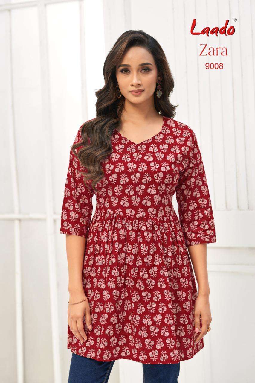 LAADO ZARA VOL 9 COTTON PRINTED FANCY SHORT KURTI