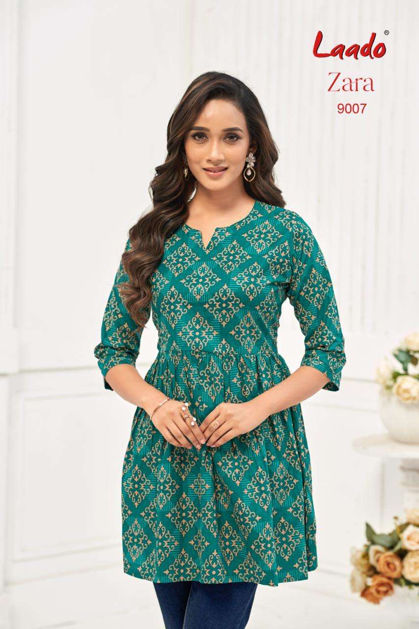 LAADO ZARA VOL 9 COTTON PRINTED FANCY SHORT KURTI