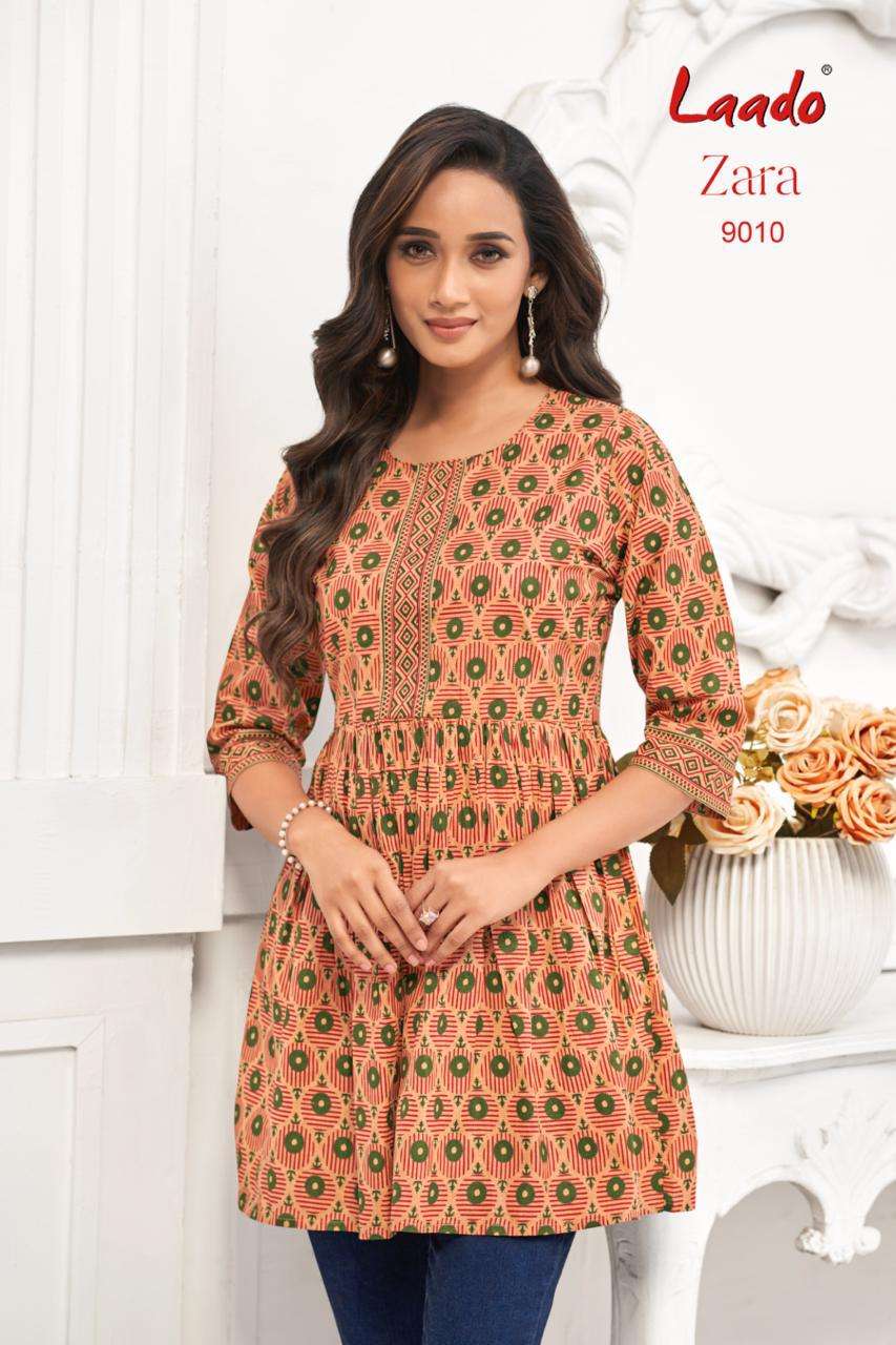 LAADO ZARA VOL 9 COTTON PRINTED FANCY SHORT KURTI