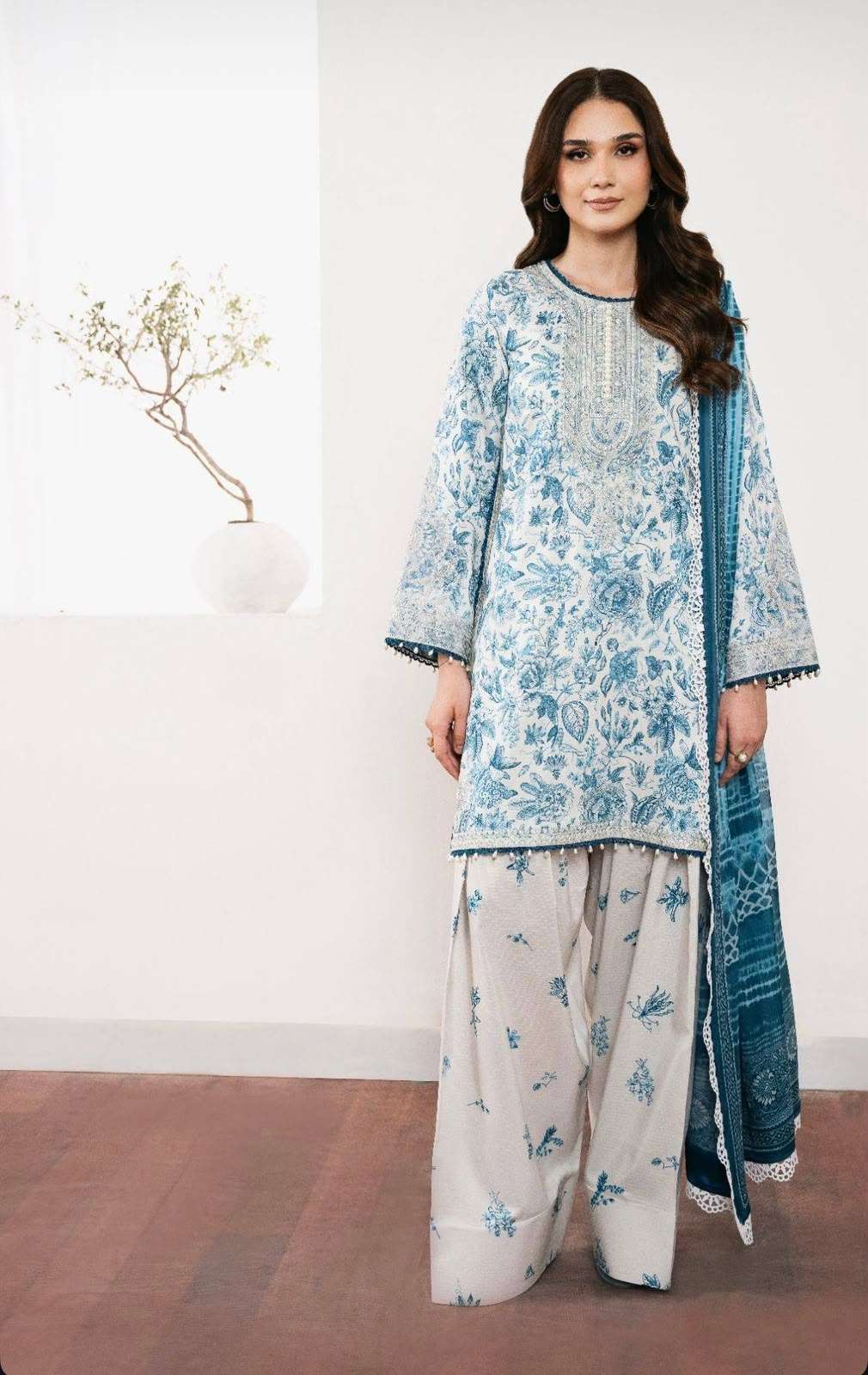 LADY LOOK 010 CREPE DESIGNER WORK PARTY WEAR LADIES TOP FARSHI PLAZZO AND DUPATTA SET 