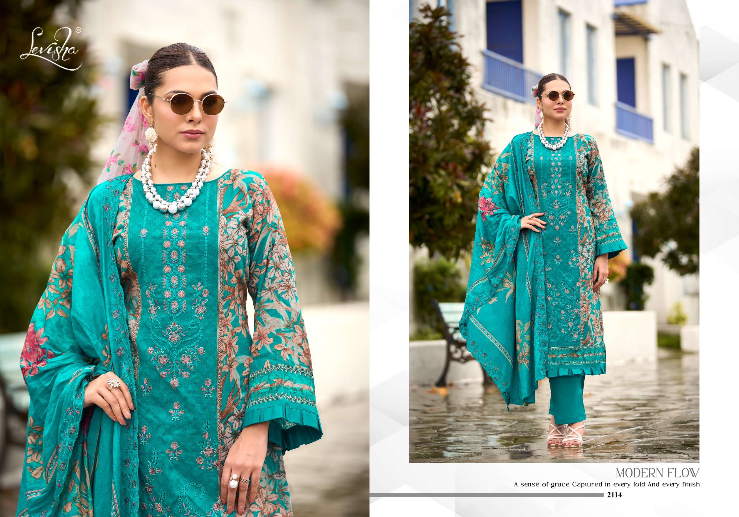 LEVISHA MADHUBALA VOL 21 LAWN COTTON DIGITAL PRINTS WITH FANCY WORKS SUIT