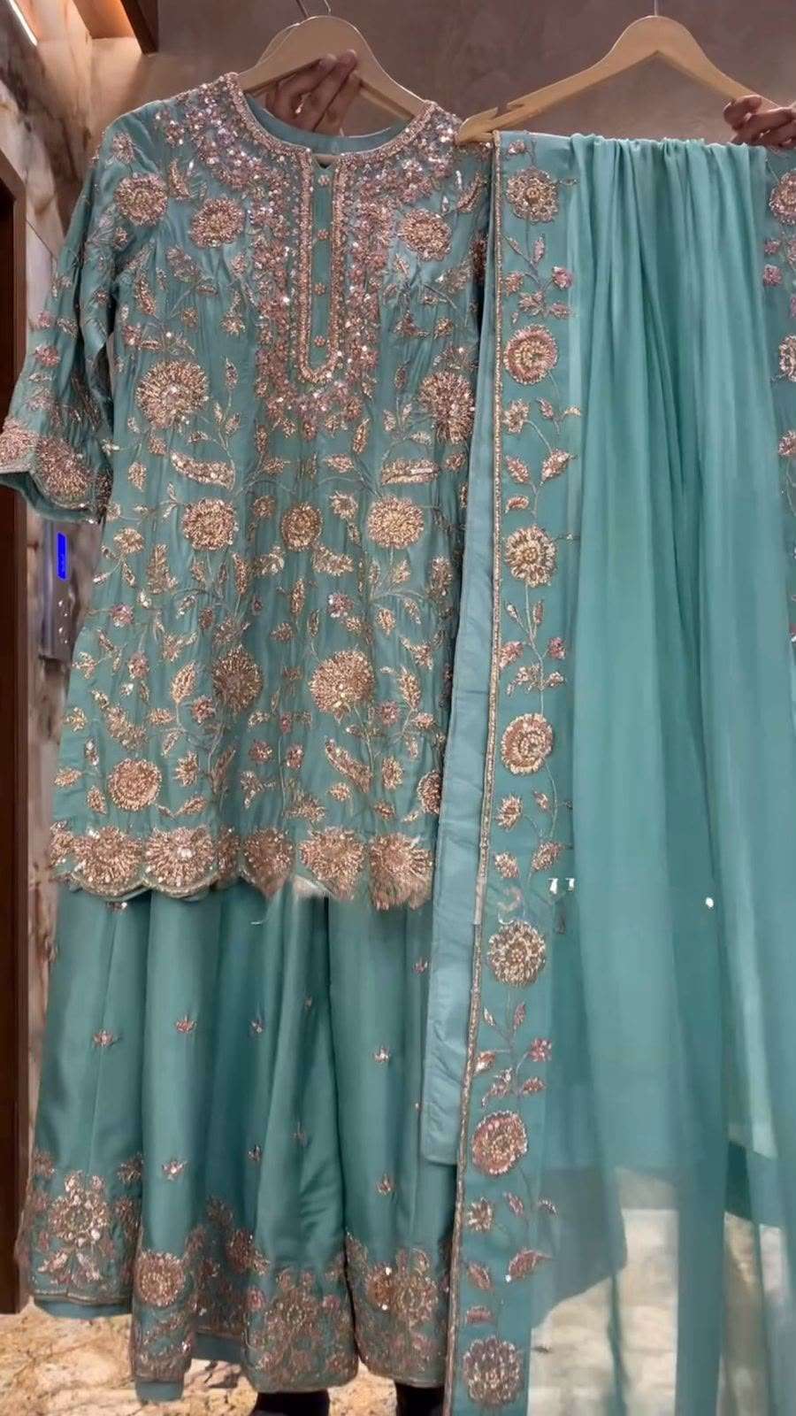 LG 1940 CHINON SEQUENCE EMBROIDERED WORK TOP PLAZZO WITH DUPATTA SET
