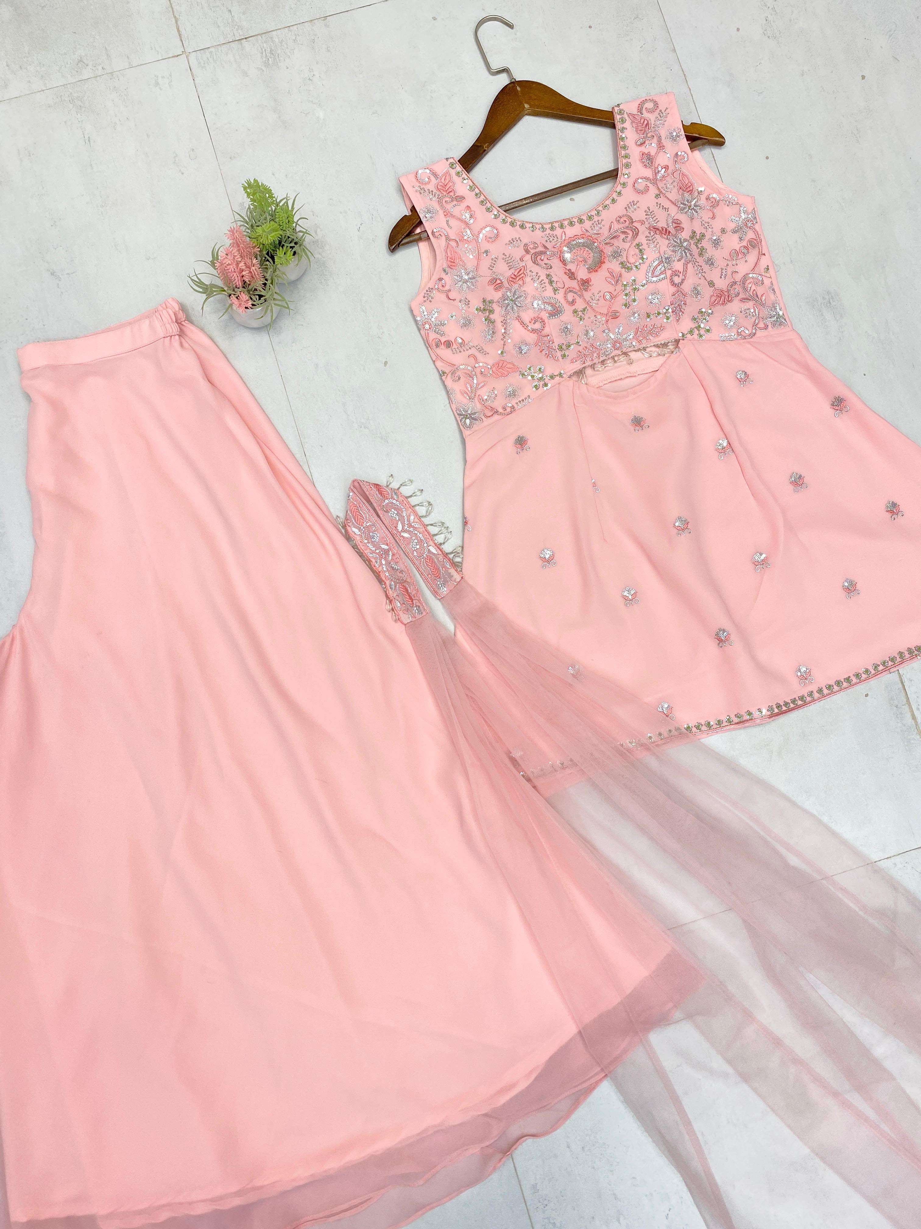 LG 1959 GEORGETTE PREETY LOOK DESIGNER LADIES TOP PLAZZO AND DUPATTA SET 