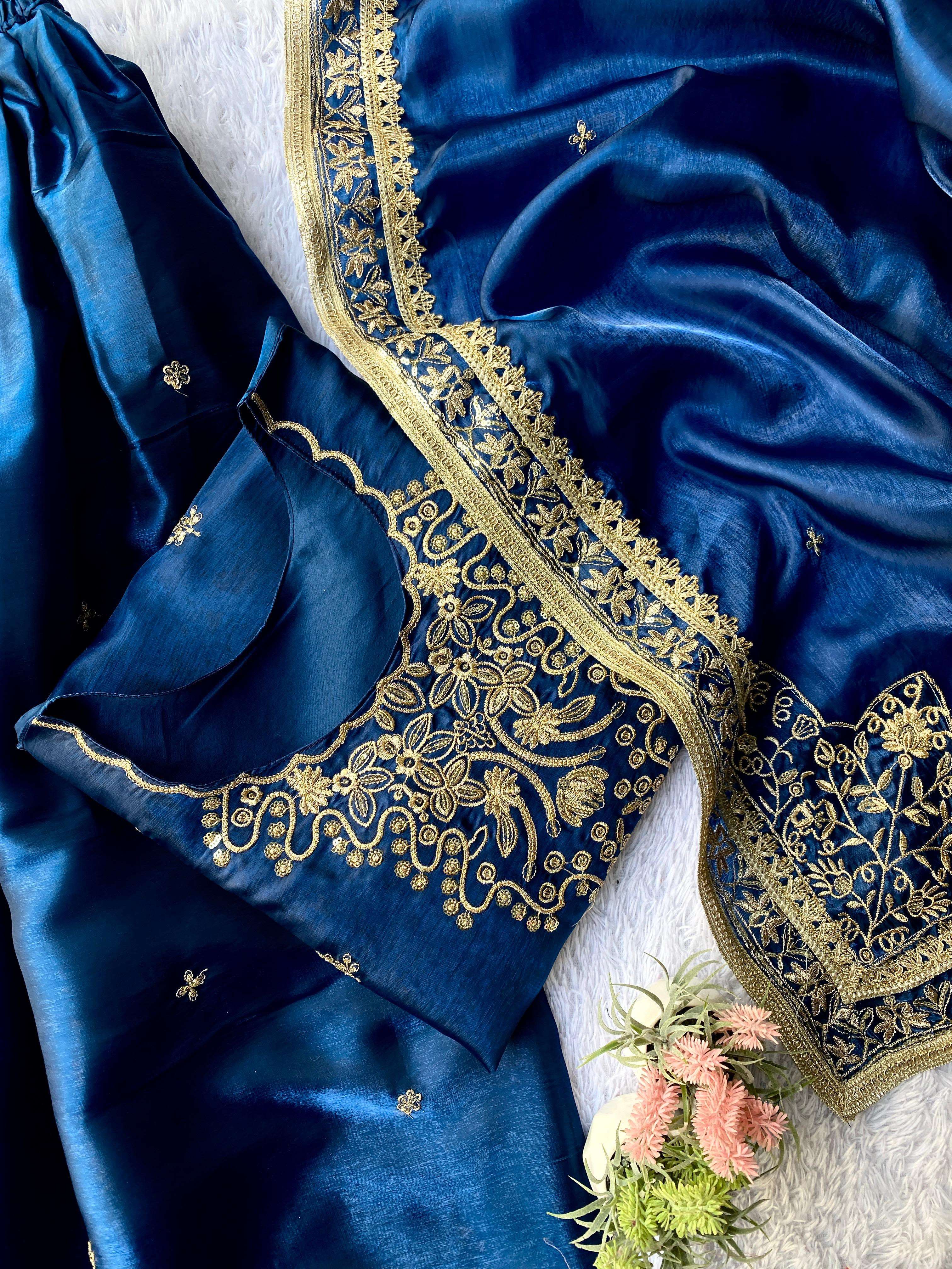 LG 2061 SILK HEAVY DESIGNER LOOK WEDDING SEASON WEAR LADIES SUIT 