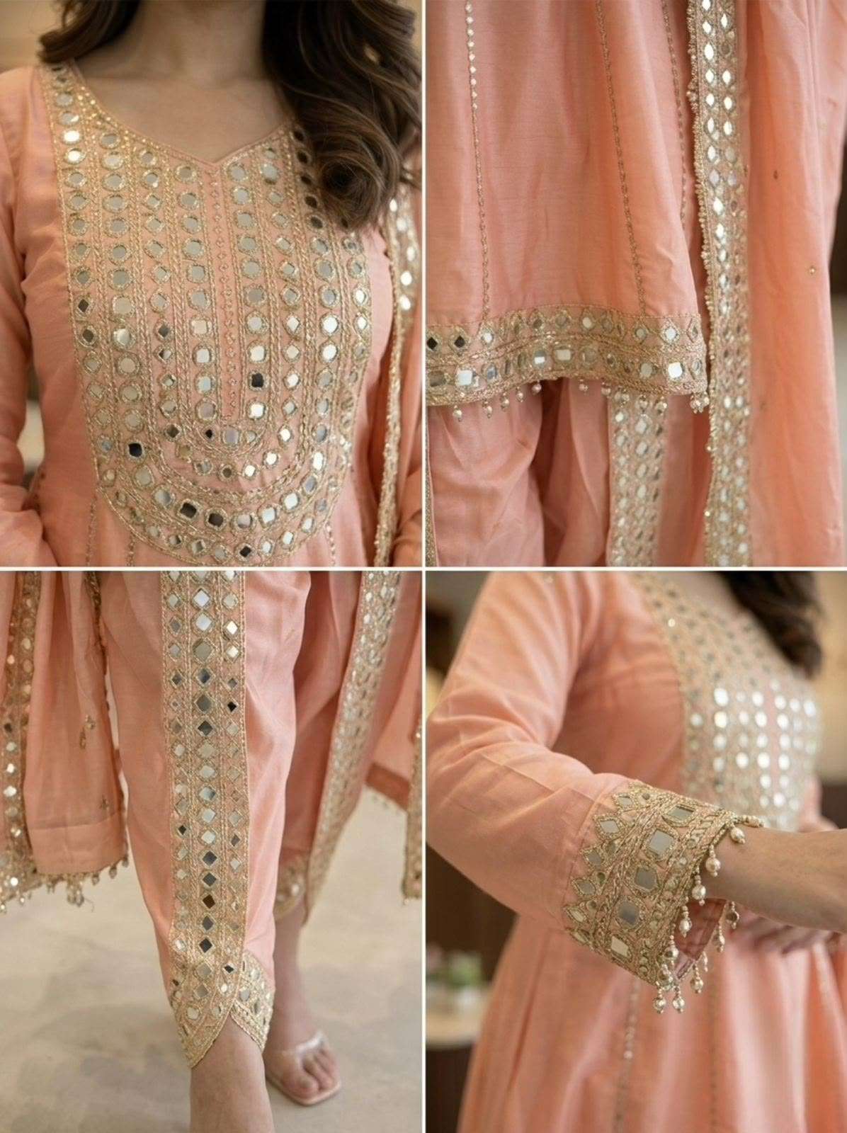 LG 2071 CHANDERI SILK EMBROIDERY DESIGNER LOOK PARTY WEAR TOP TULIP DHOTI AND DUPATTA SET 