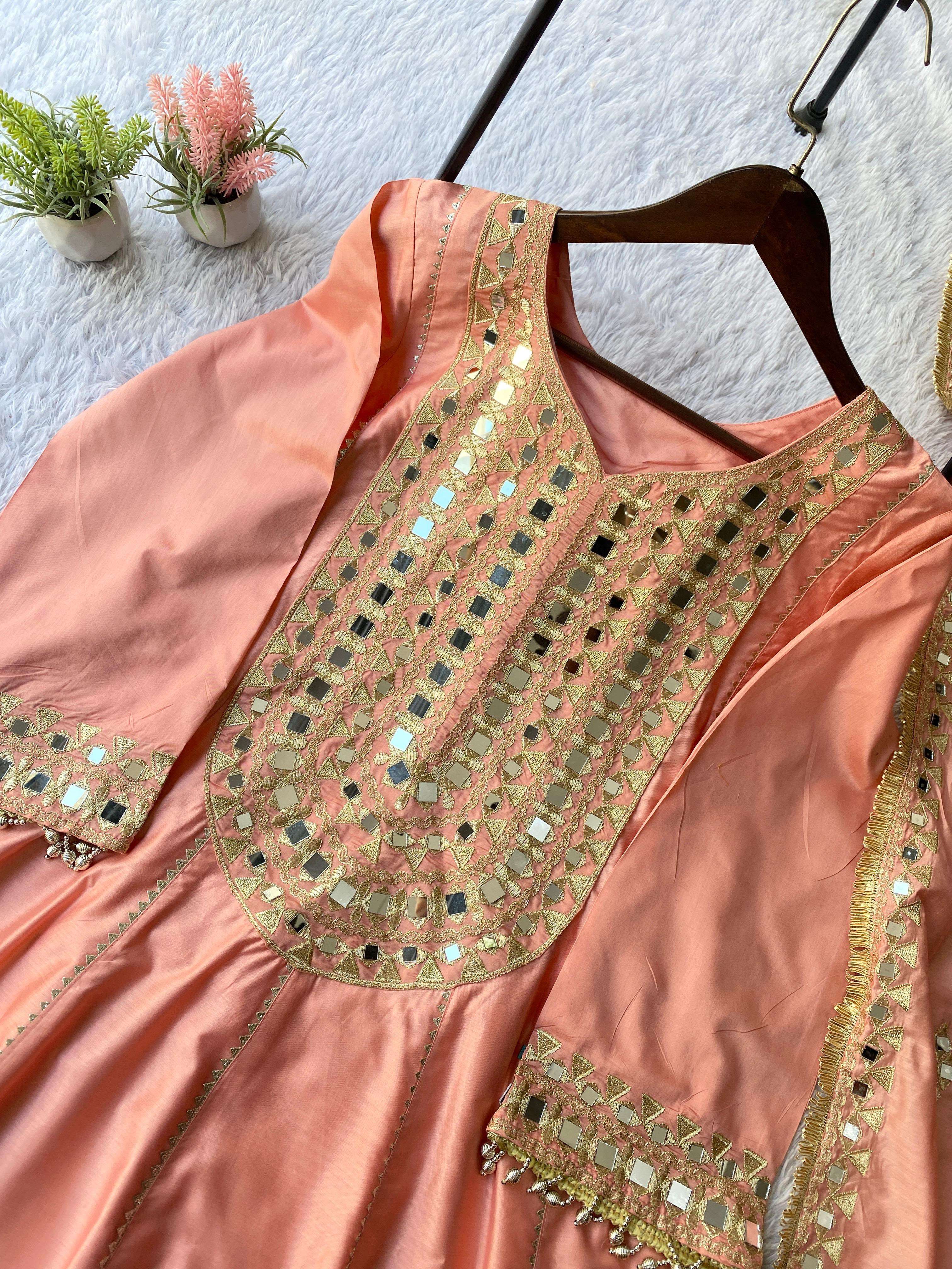 LG 2071 CHANDERI SILK EMBROIDERY DESIGNER LOOK PARTY WEAR TOP TULIP DHOTI AND DUPATTA SET 