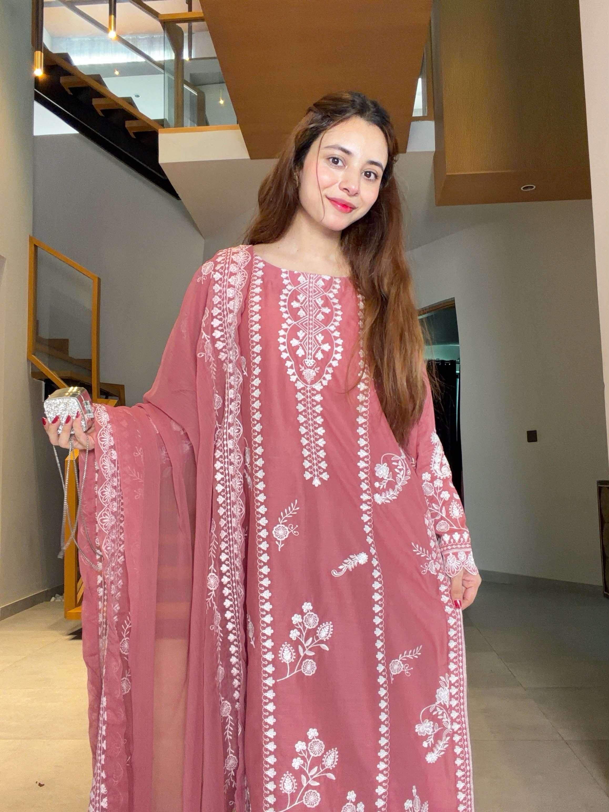 LG 2151 CHANDERI SILK BEAUTIFUL PAKISTANI STYLE KURTI PANT WITH  DUPATTA SET 