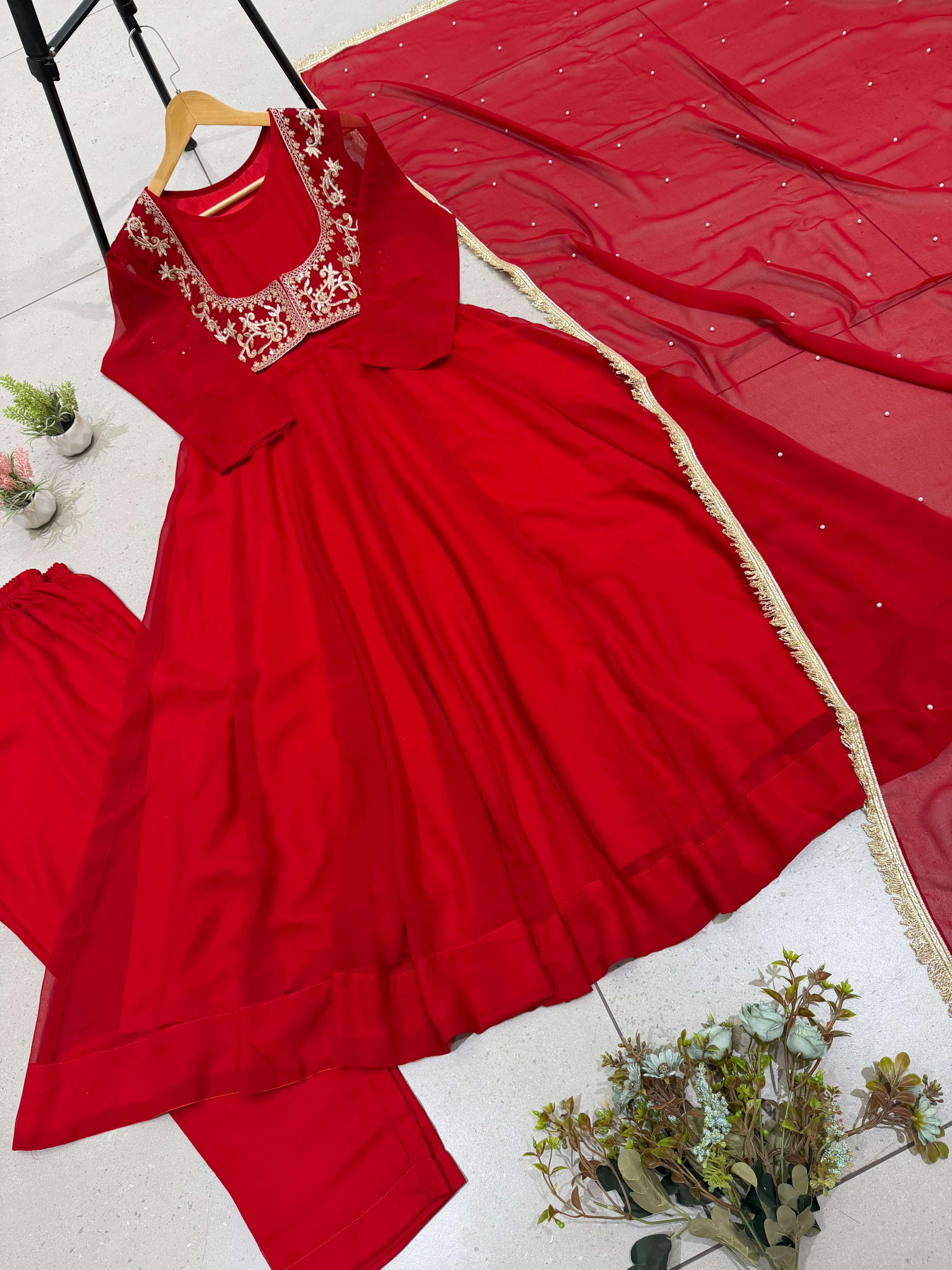 LG 2155 GEORGETTE DESIGNER FESTIVE WEAR LADIES SUIT