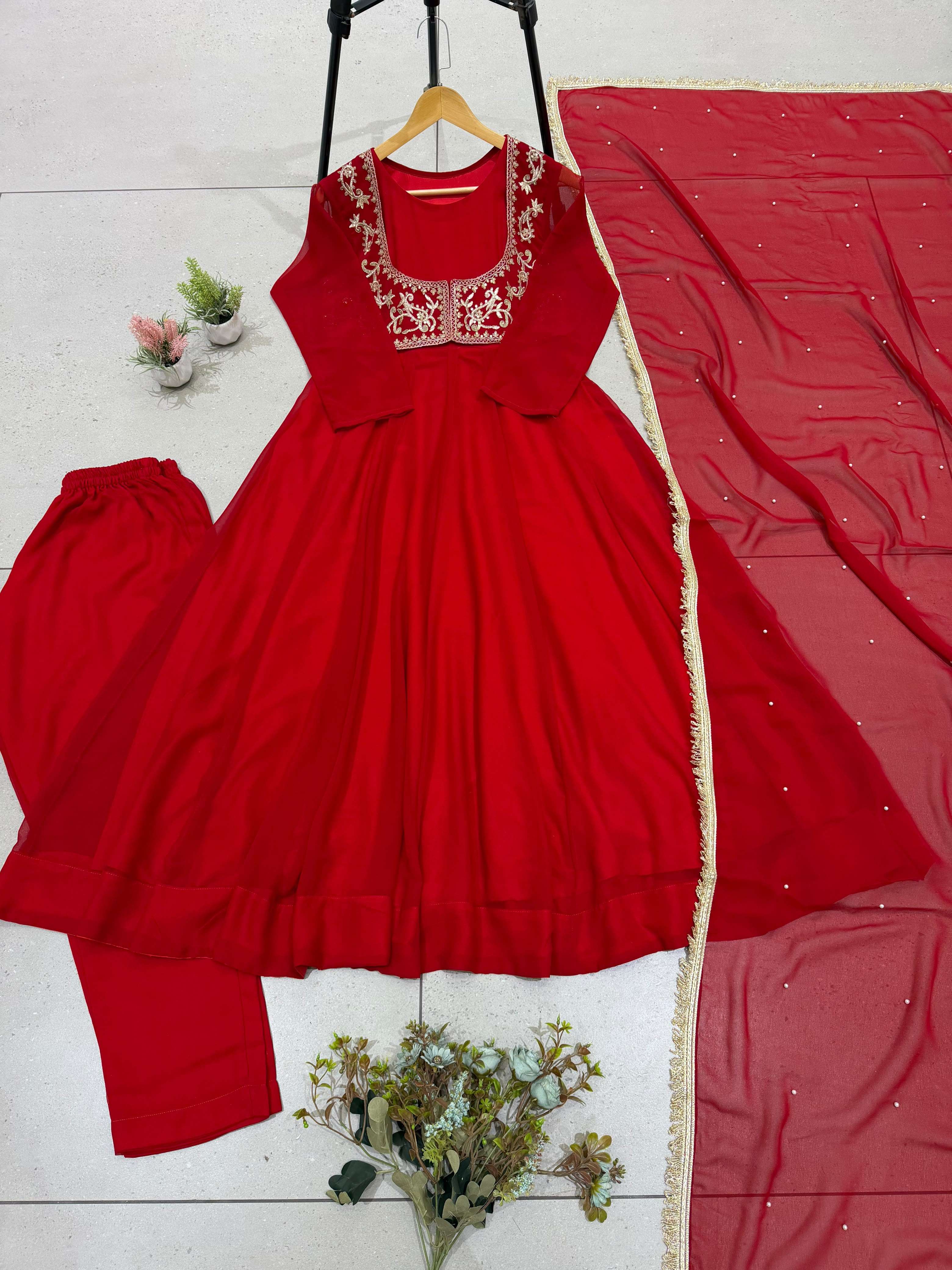 LG 2155 GEORGETTE DESIGNER FESTIVE WEAR LADIES SUIT