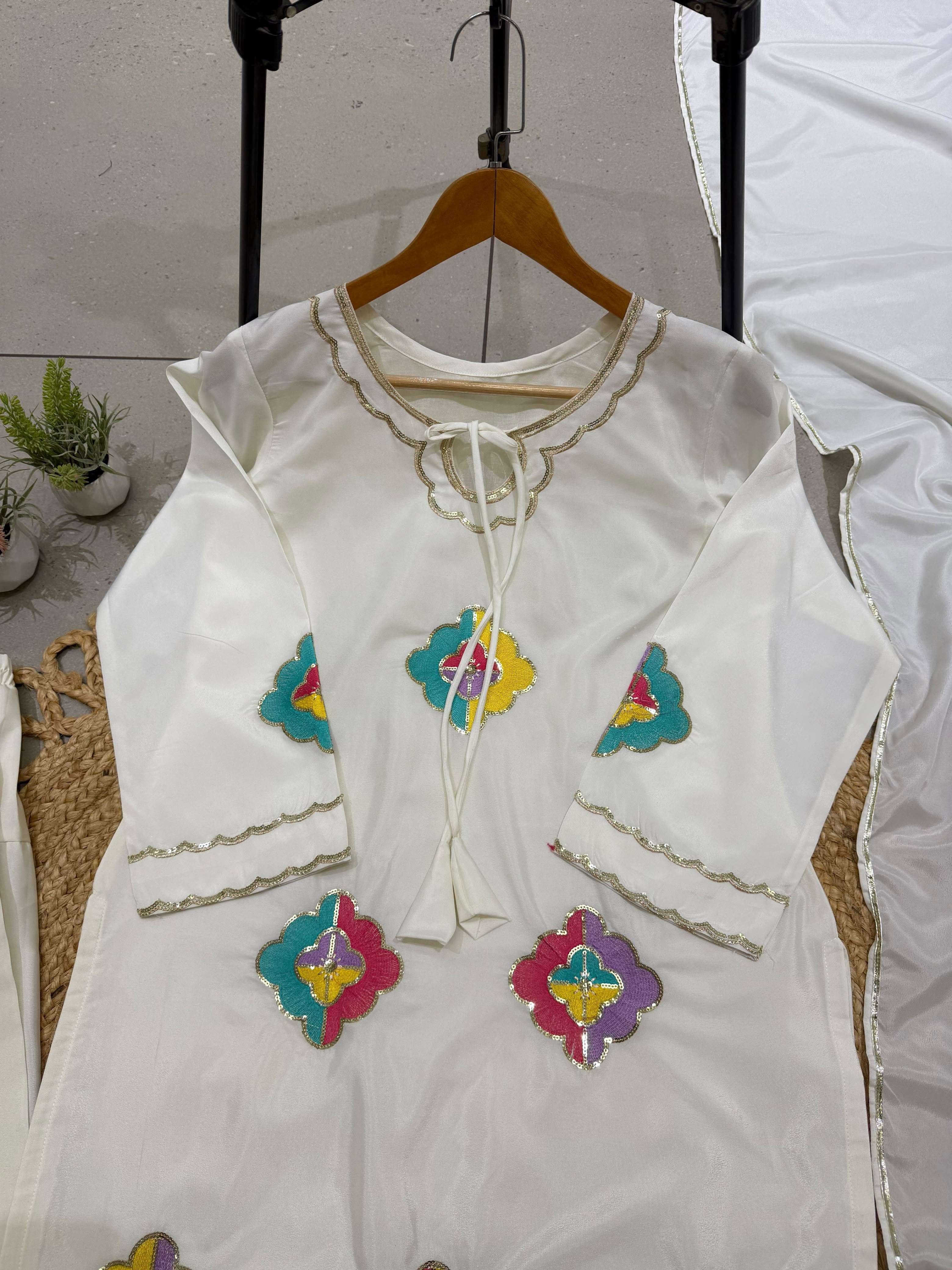 LG 2156 SILK SEQUENCE EMBROIDERY WORK KURTI SALWAR AND DUPATTA SET