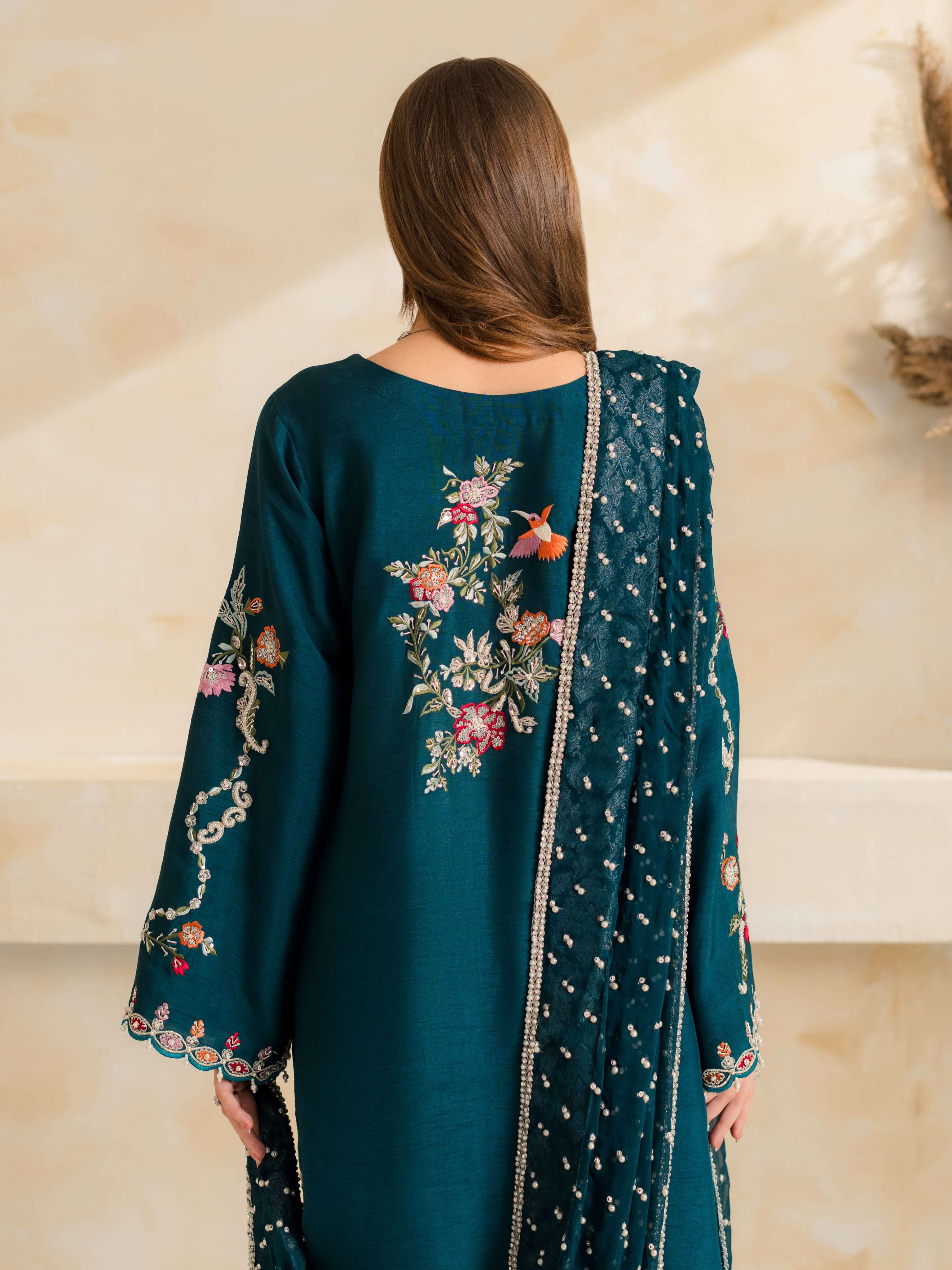 LG 2158 CHANDERI SILK BEAUTIFUL DESIGNER WORK PAKISTANI STYLE LADIES SUIT
