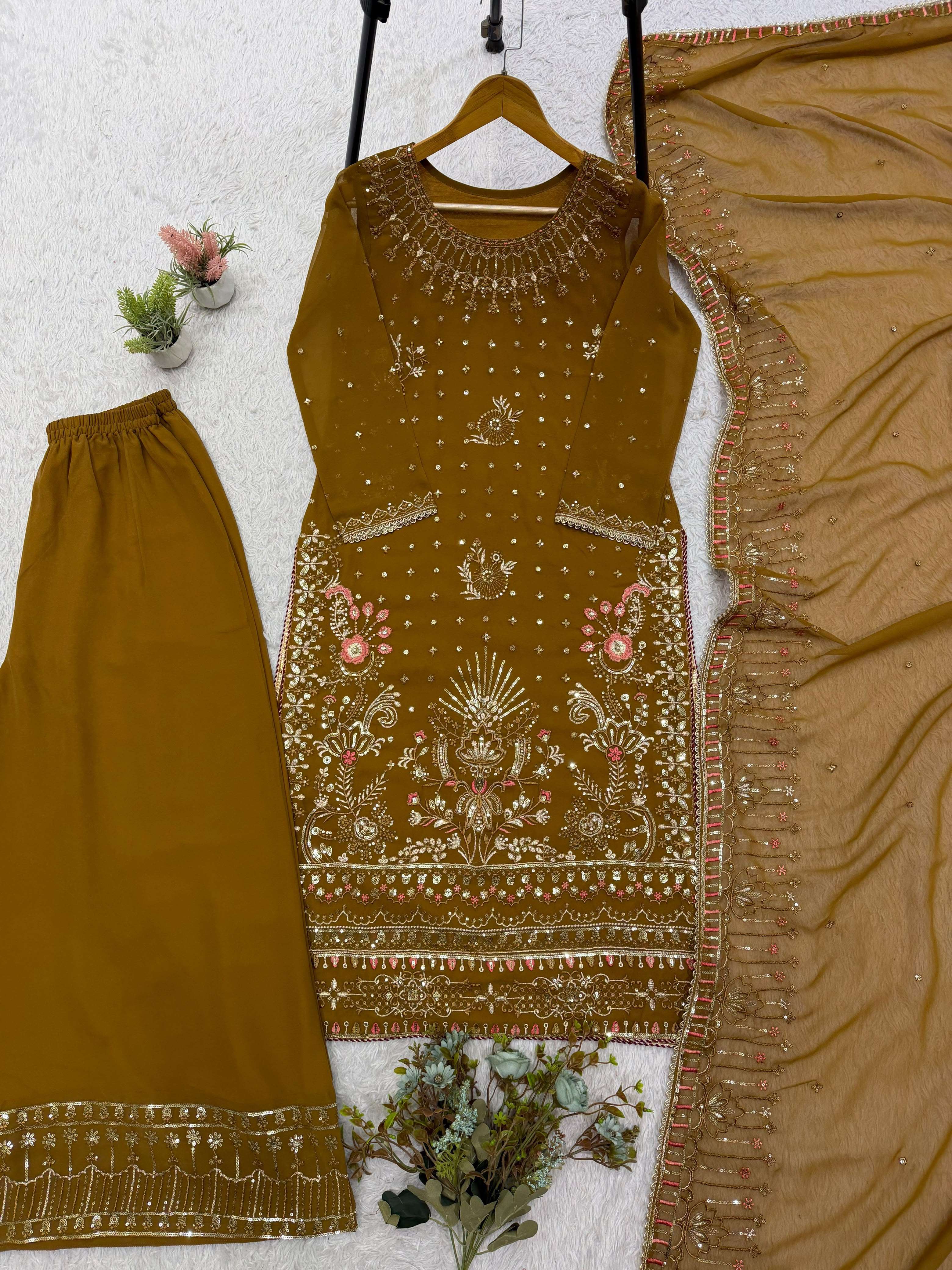 LG 2159 GEORGETTE SEQUENCE EMBROIDERY DESIGNER WORK FESTIVE WEAR LADIES SUIT
