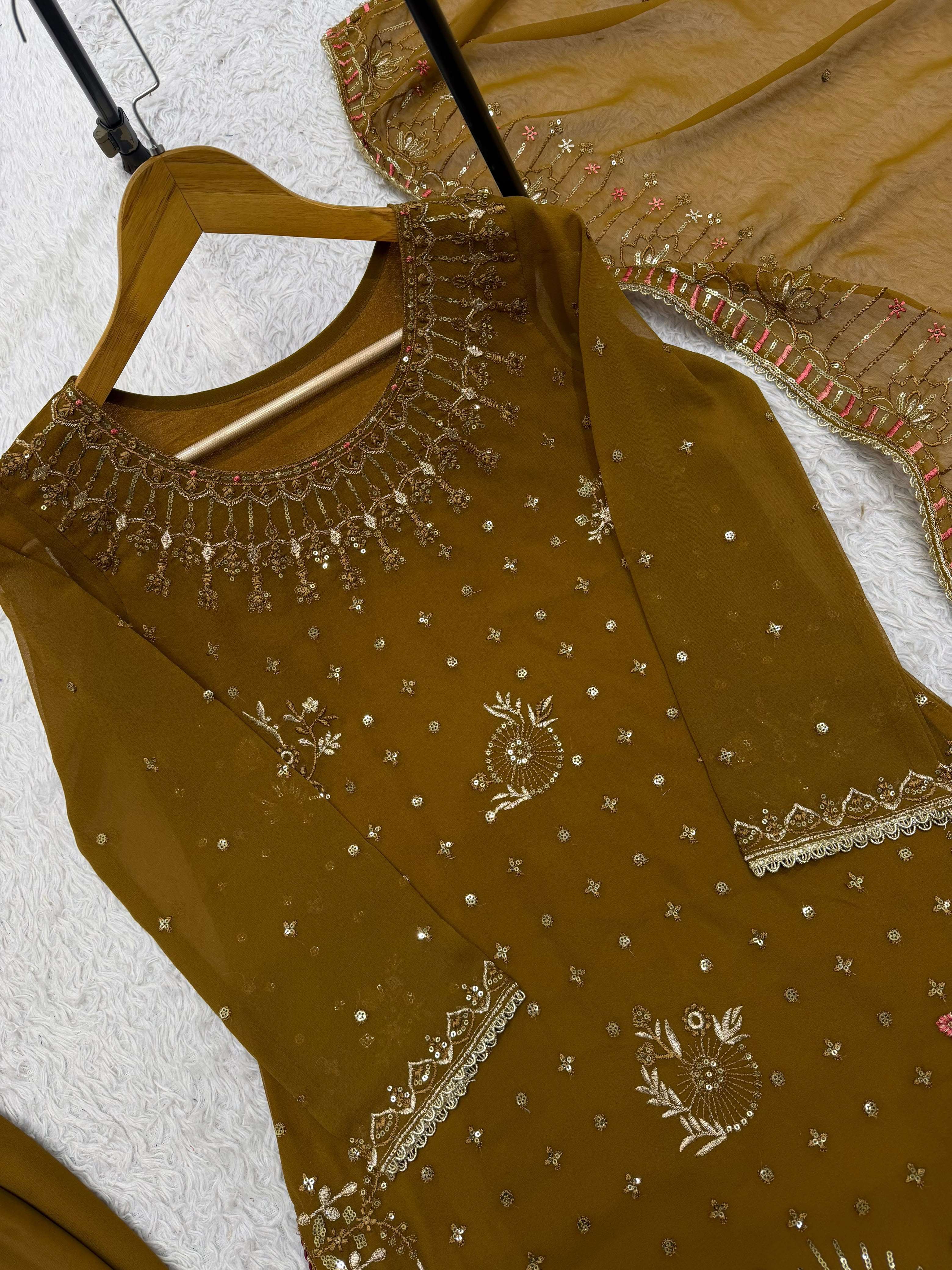 LG 2159 GEORGETTE SEQUENCE EMBROIDERY DESIGNER WORK FESTIVE WEAR LADIES SUIT