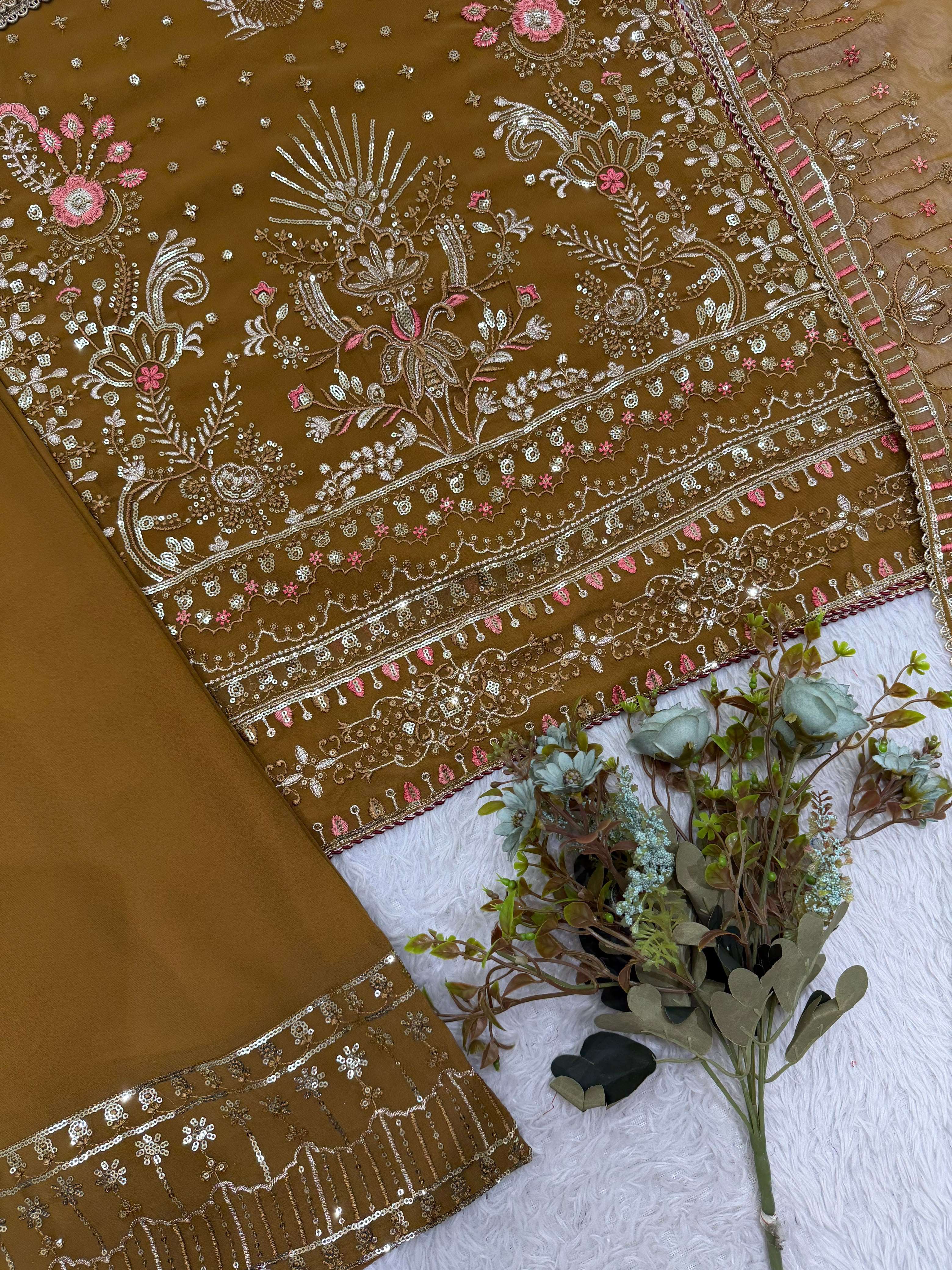 LG 2159 GEORGETTE SEQUENCE EMBROIDERY DESIGNER WORK FESTIVE WEAR LADIES SUIT