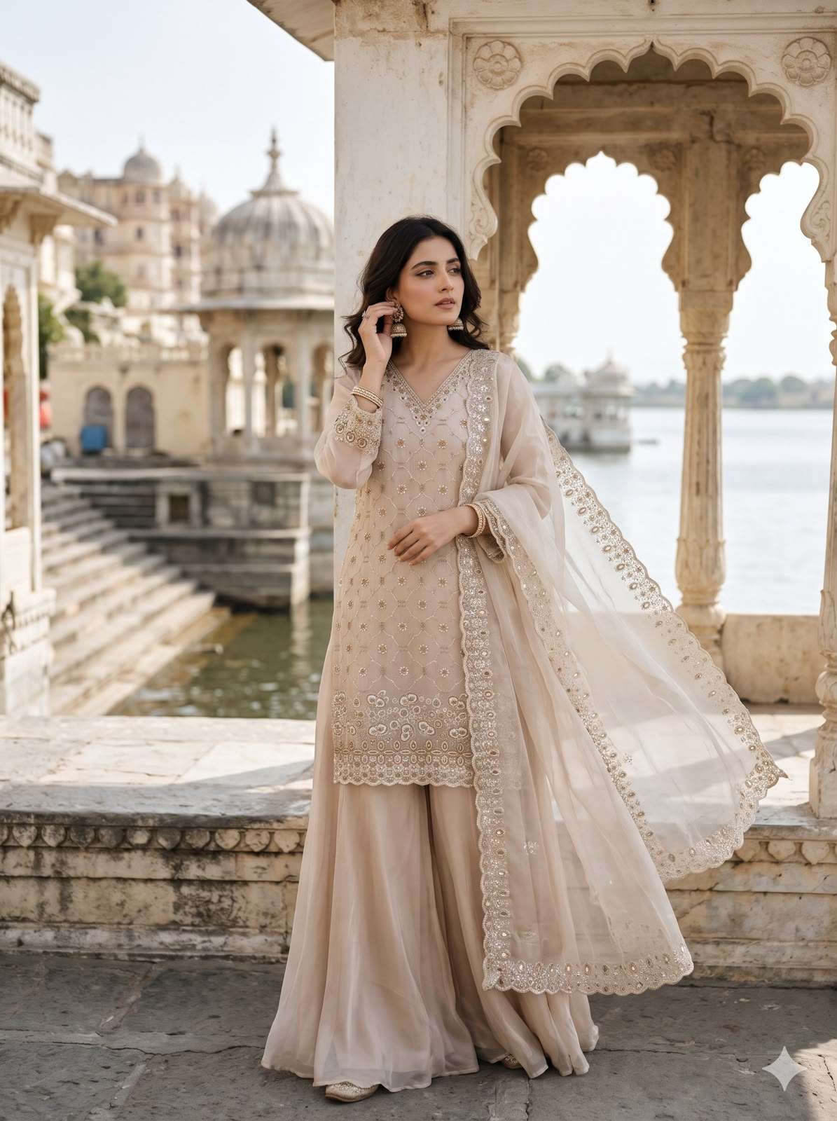 LG 23 SILK SEQUENCE EMBROIDERY DESIGNER WORK FESTIVE WEAR LADIES SUIT 