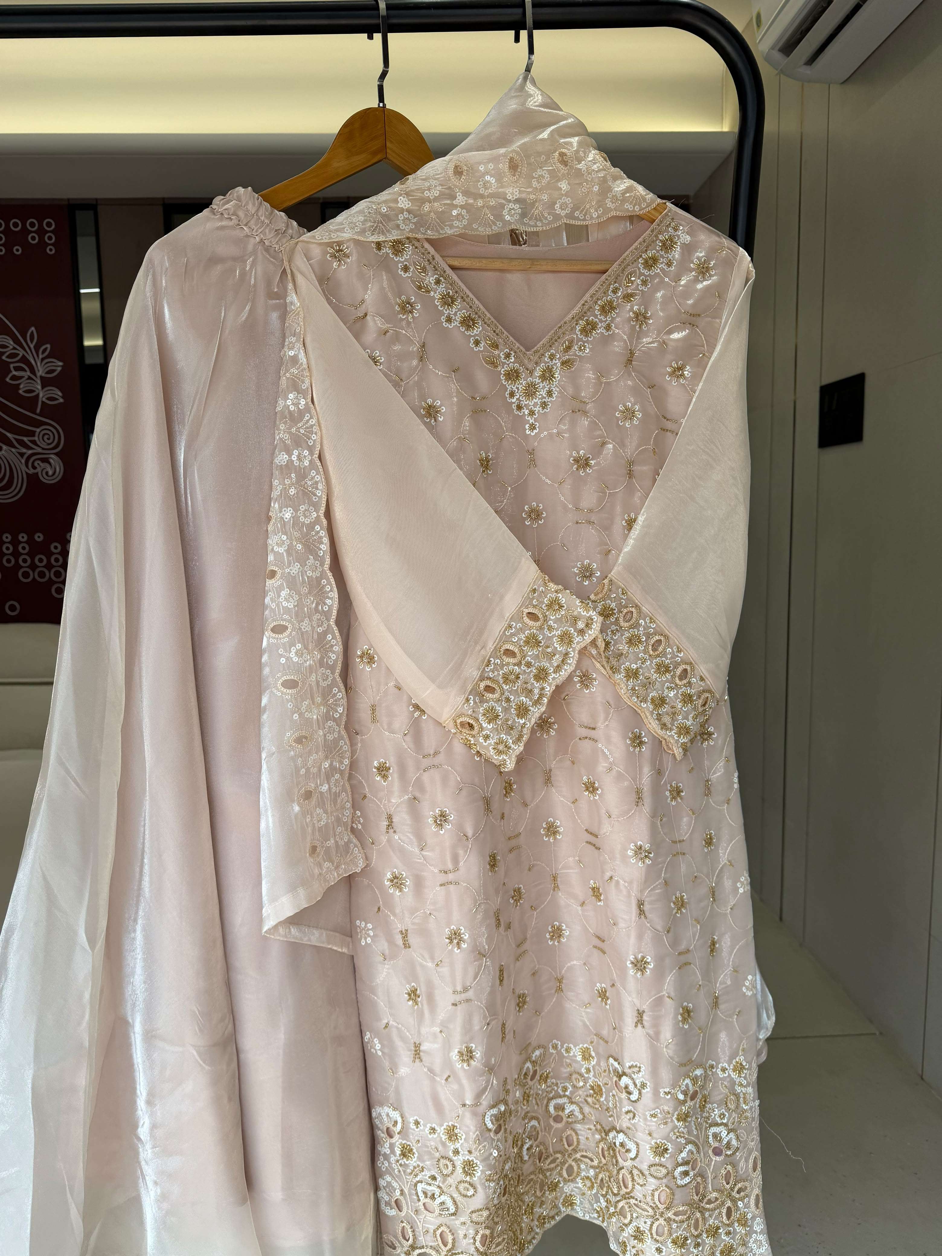 LG 23 SILK SEQUENCE EMBROIDERY DESIGNER WORK FESTIVE WEAR LADIES SUIT 