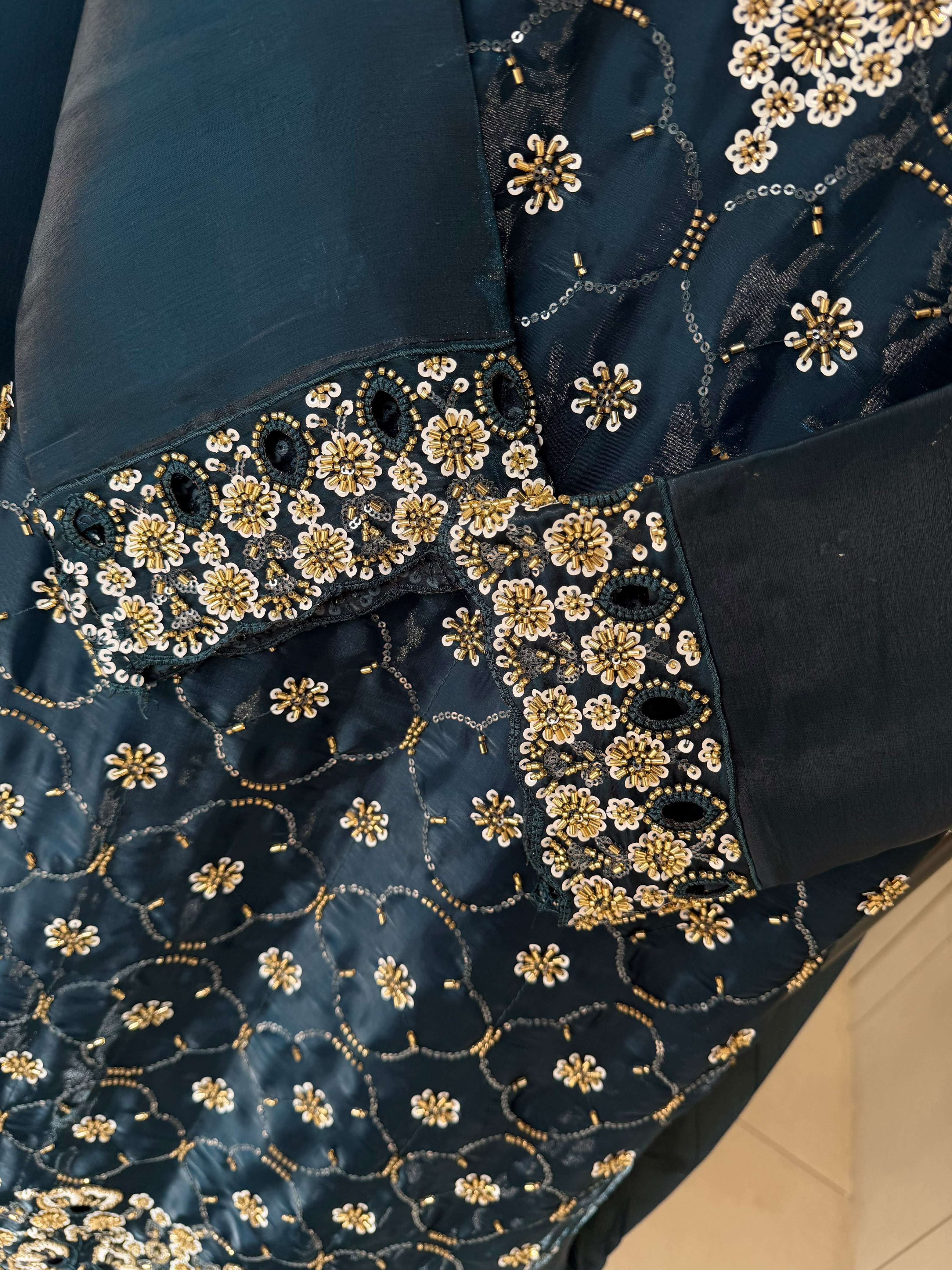 LG 23 SILK SEQUENCE EMBROIDERY DESIGNER WORK FESTIVE WEAR LADIES SUIT 