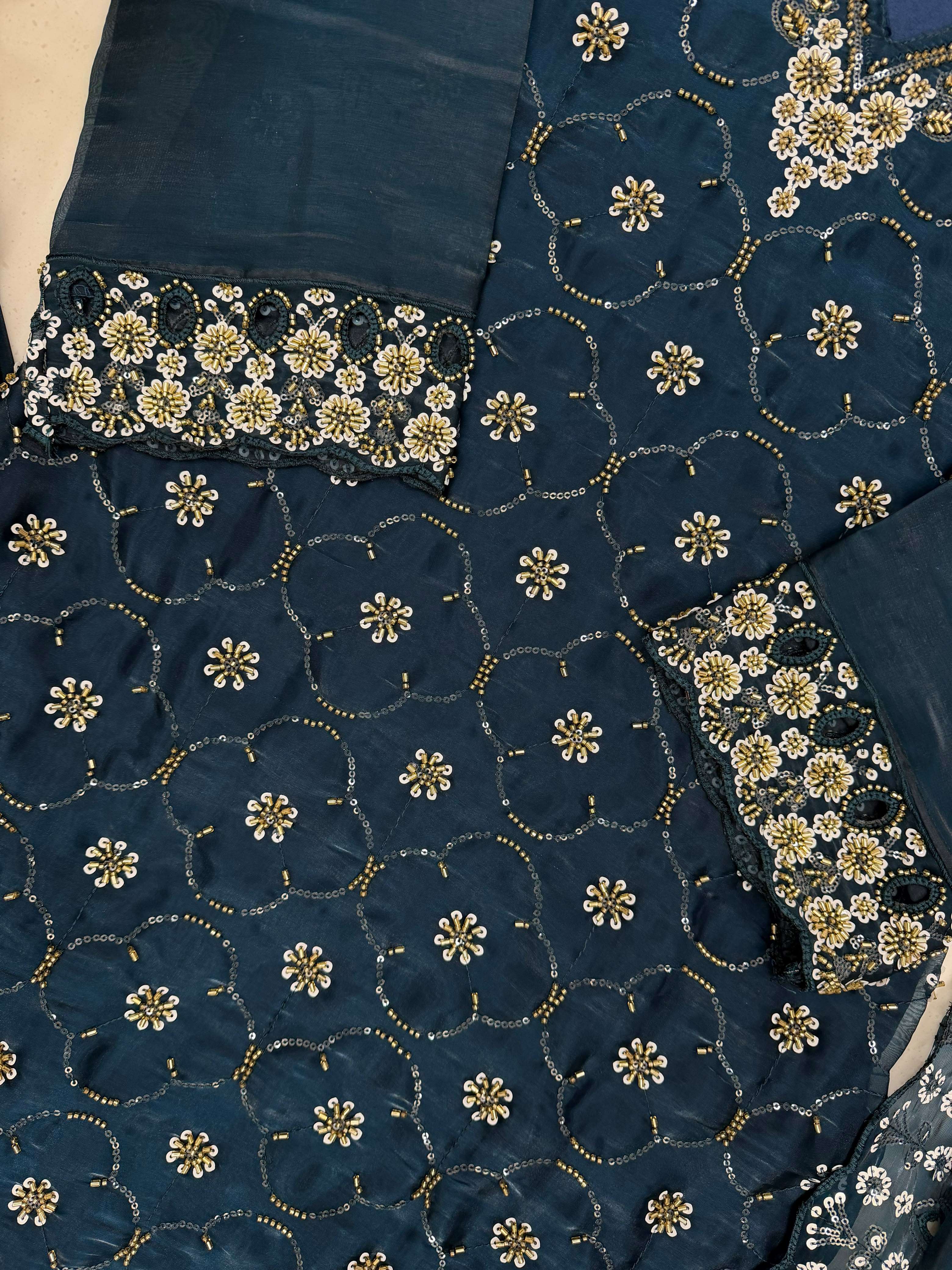 LG 23 SILK SEQUENCE EMBROIDERY DESIGNER WORK FESTIVE WEAR LADIES SUIT 