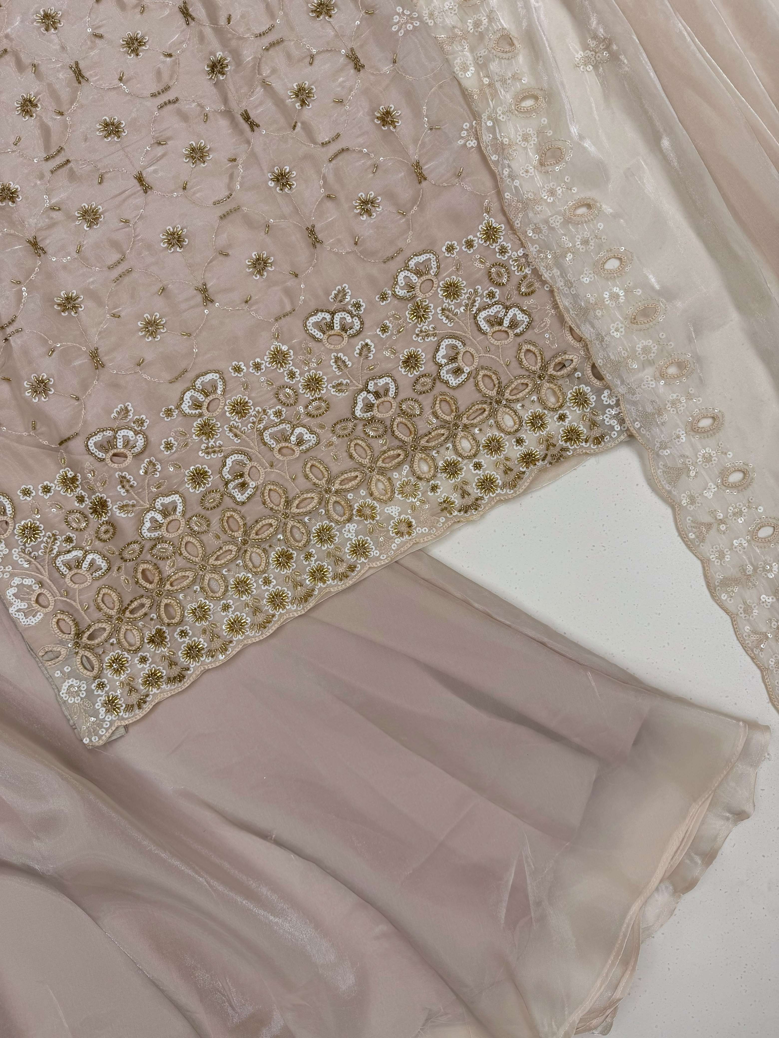 LG 23 SILK SEQUENCE EMBROIDERY DESIGNER WORK FESTIVE WEAR LADIES SUIT 