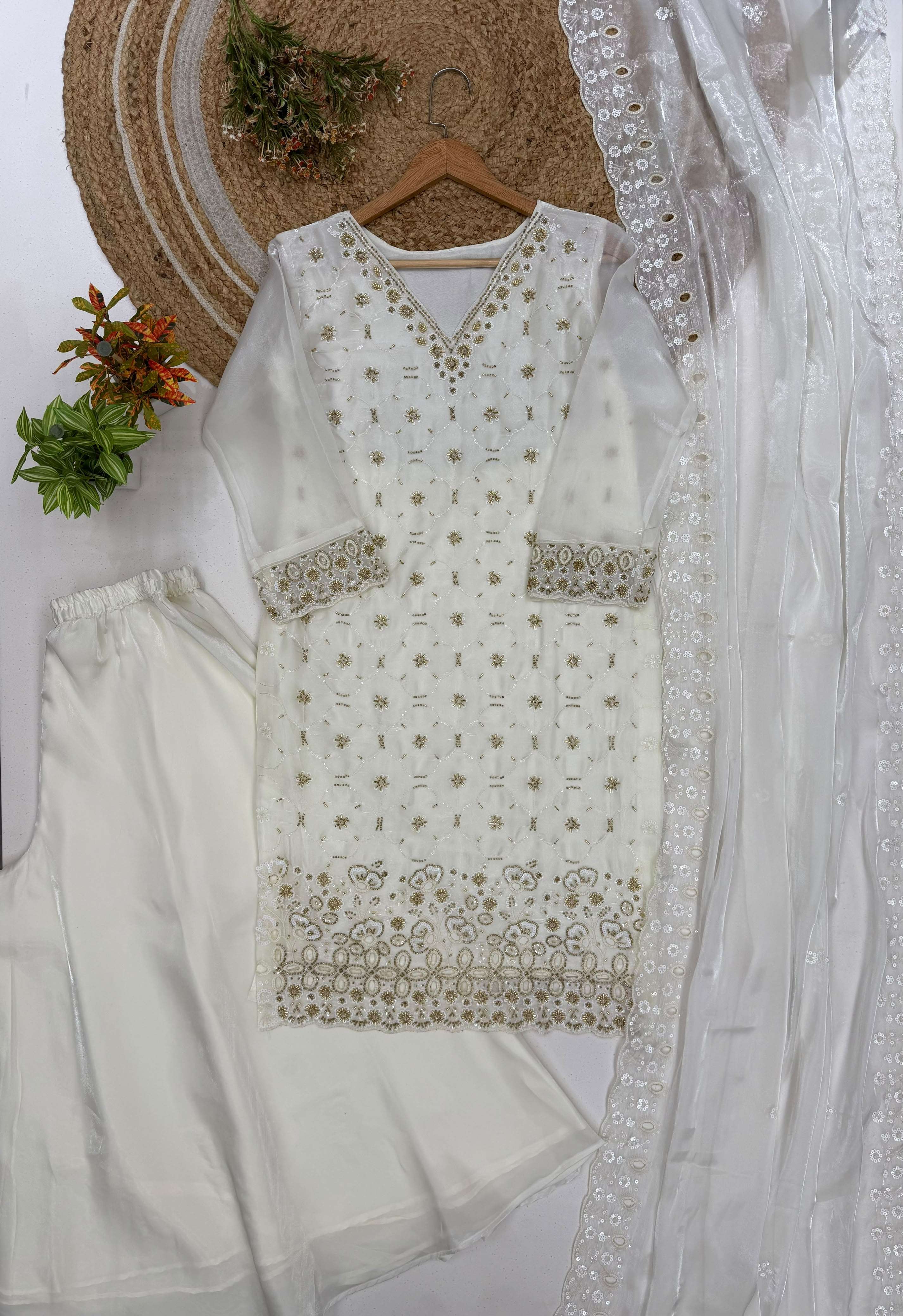 LG 23 SILK SEQUENCE EMBROIDERY DESIGNER WORK FESTIVE WEAR LADIES SUIT 