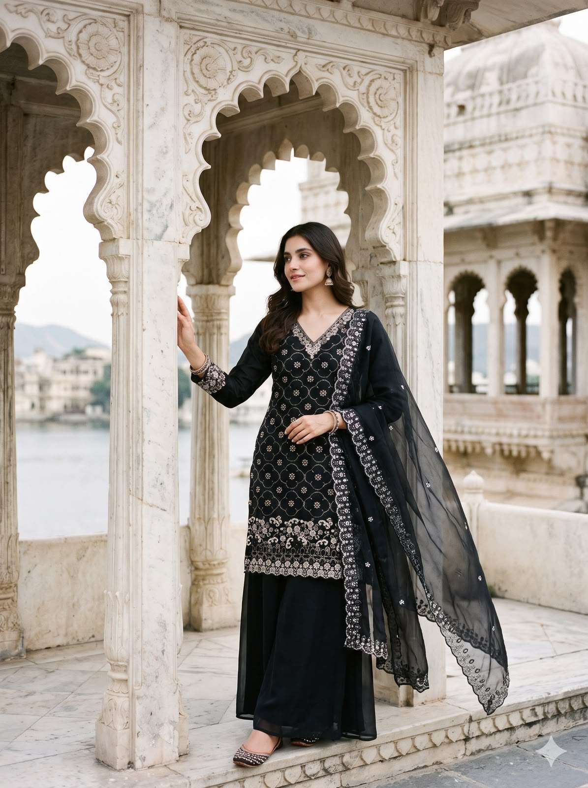 LG 23 SILK SEQUENCE EMBROIDERY DESIGNER WORK FESTIVE WEAR LADIES SUIT 