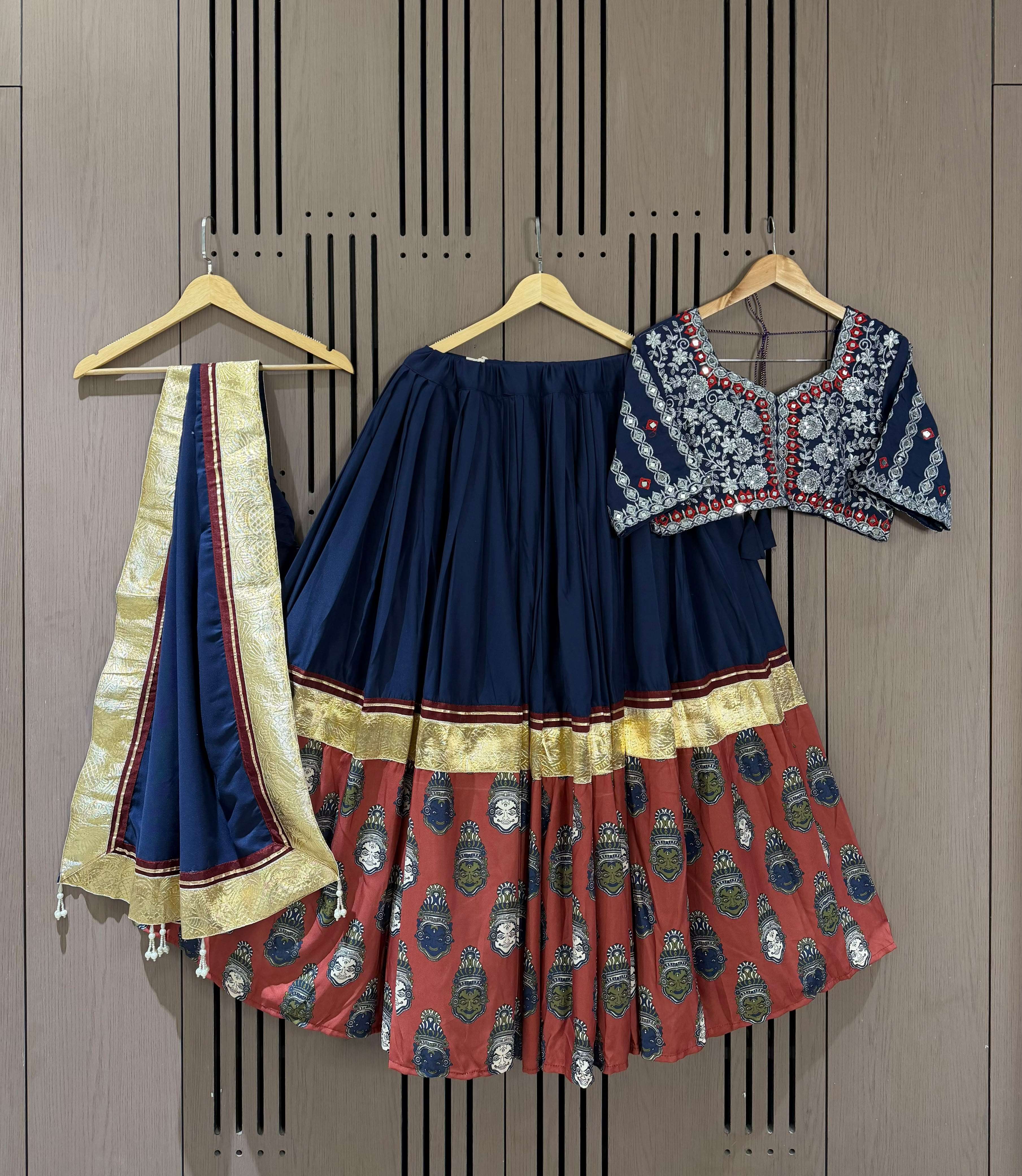 LG 662 RAYON REAL MIRROR WORK DESIGNER LAHENGA CHOLI WITH DUPATTA SET 