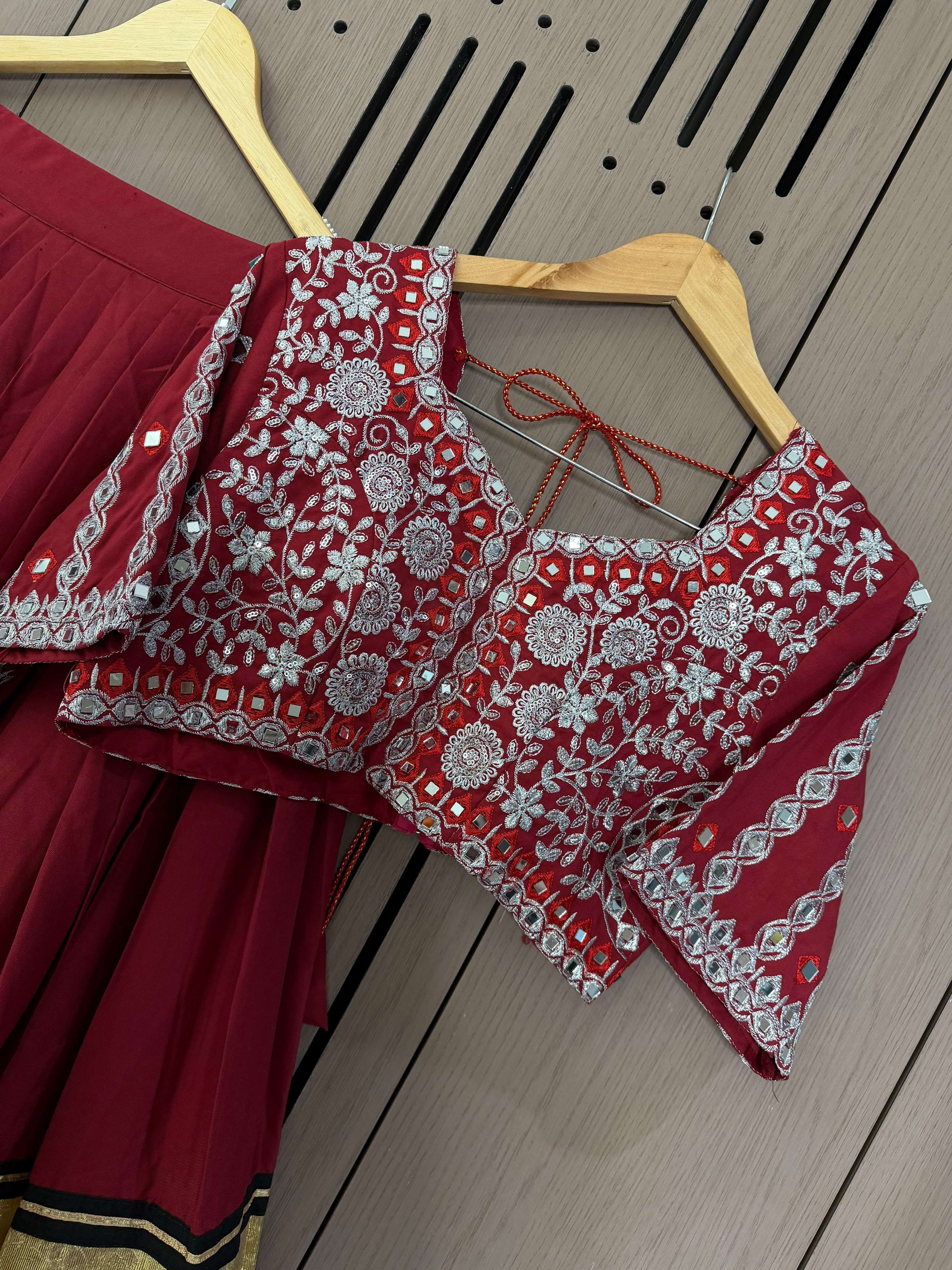 LG 662 RAYON REAL MIRROR WORK DESIGNER LAHENGA CHOLI WITH DUPATTA SET 