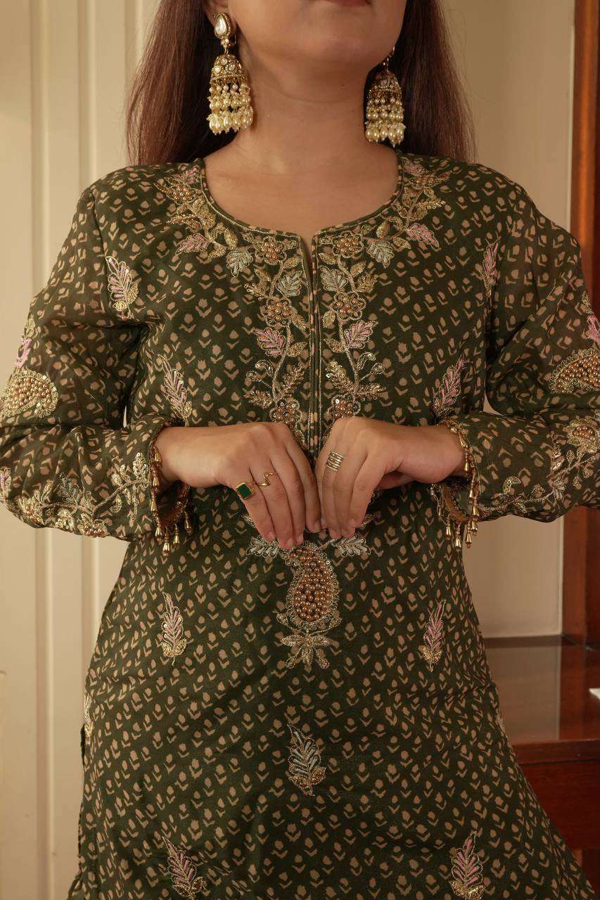 LM 07 BEAUTIFUL DESIGNER PARTY WEAR KURTI SHARARA AND DUPATTA SET 