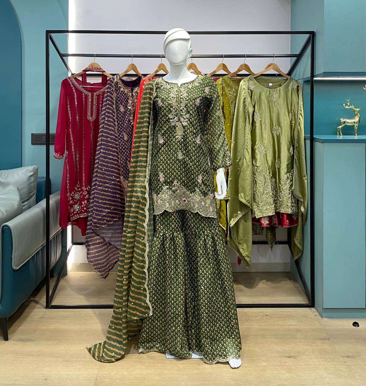 LM 07 BEAUTIFUL DESIGNER PARTY WEAR KURTI SHARARA AND DUPATTA SET 