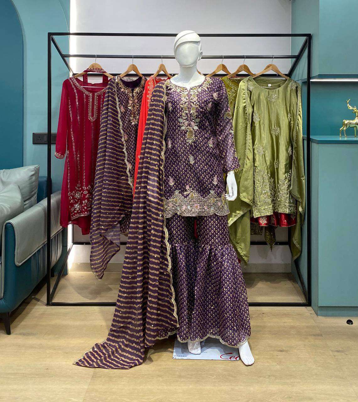 LM 07 BEAUTIFUL DESIGNER PARTY WEAR KURTI SHARARA AND DUPATTA SET 