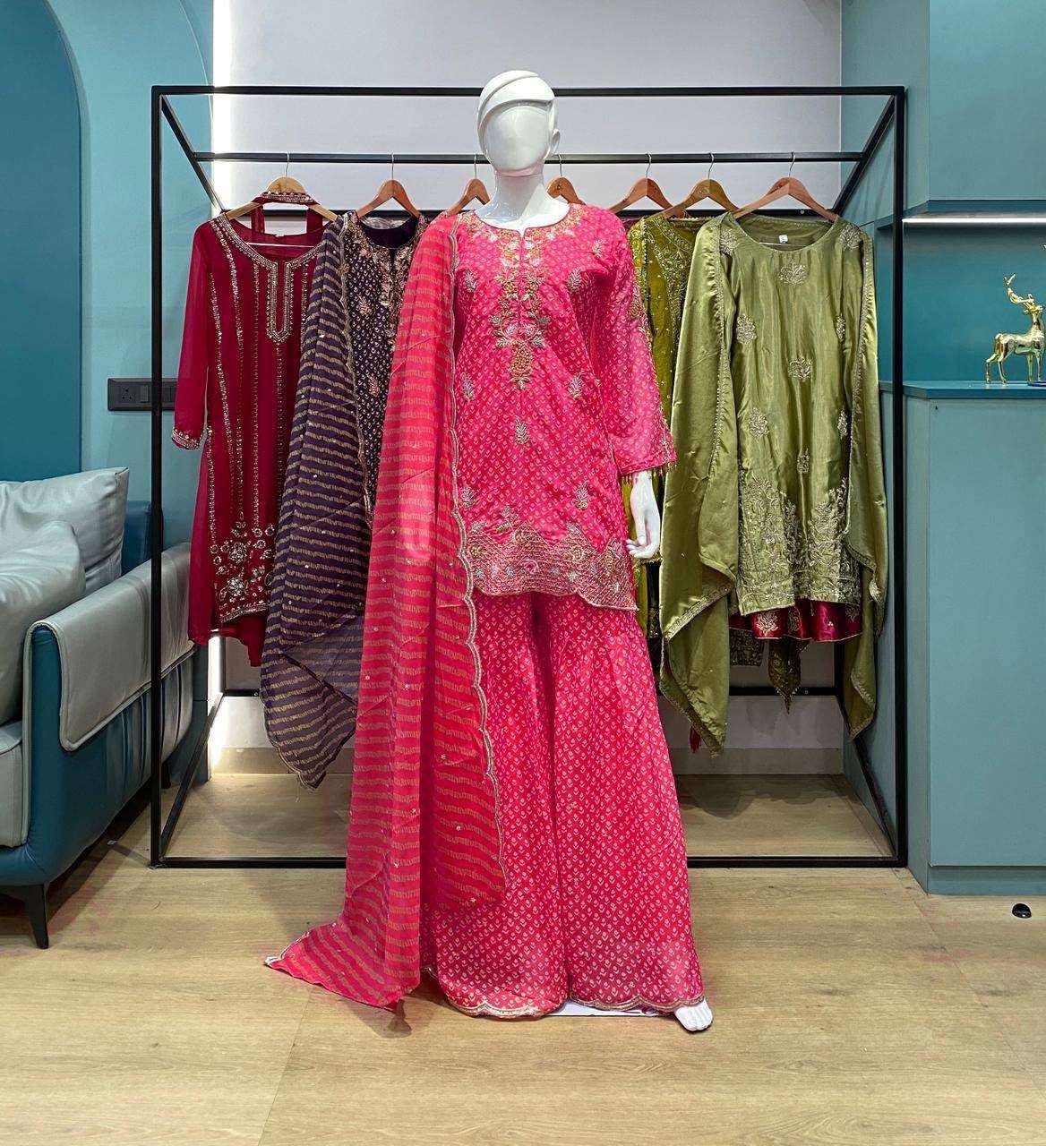 LM 07 BEAUTIFUL DESIGNER PARTY WEAR KURTI SHARARA AND DUPATTA SET 