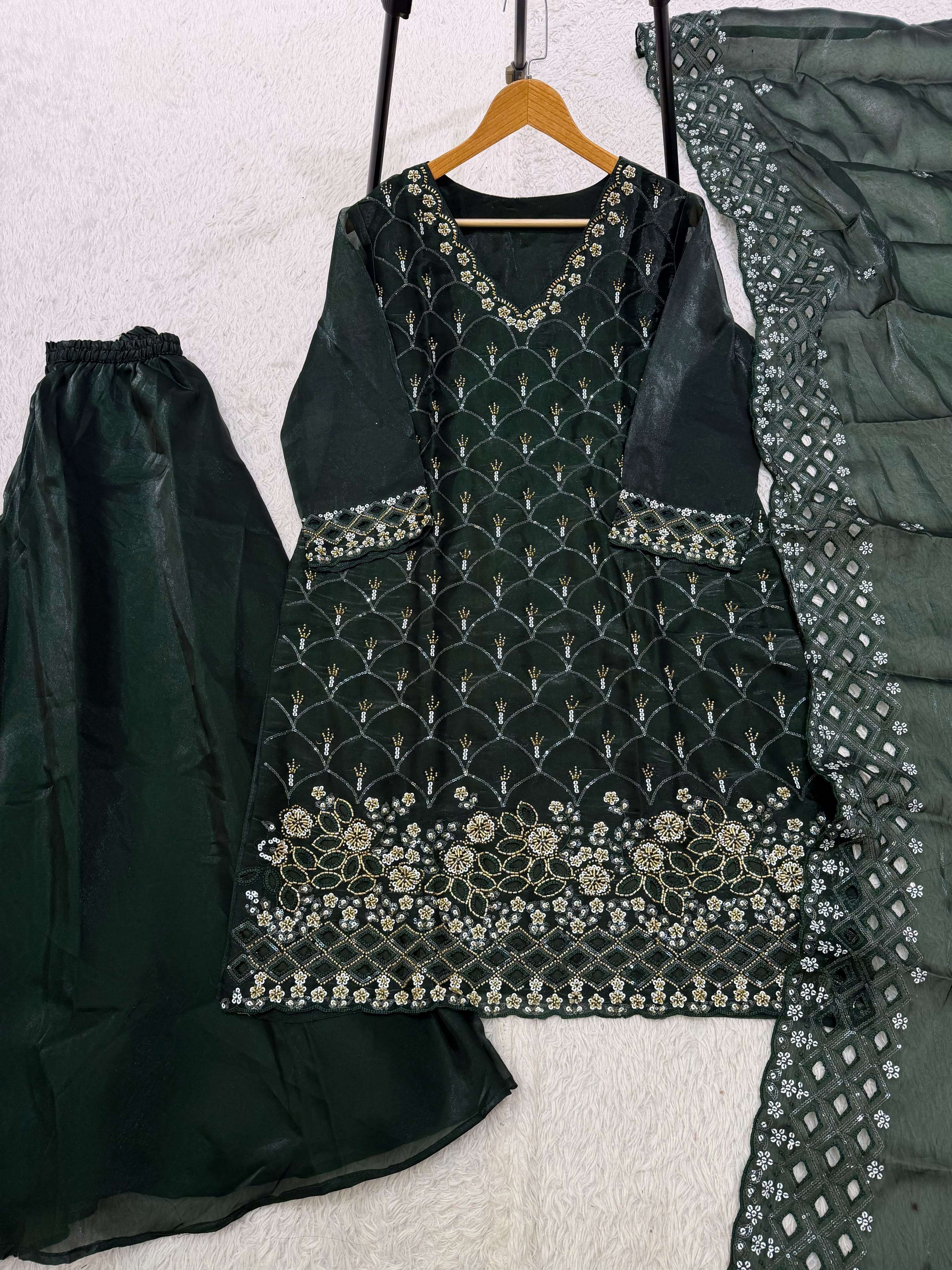 LM 17 SILK SEQUENCE EMBROIDERY DESIGNER WORK PARTY WEAR LADIES SUIT