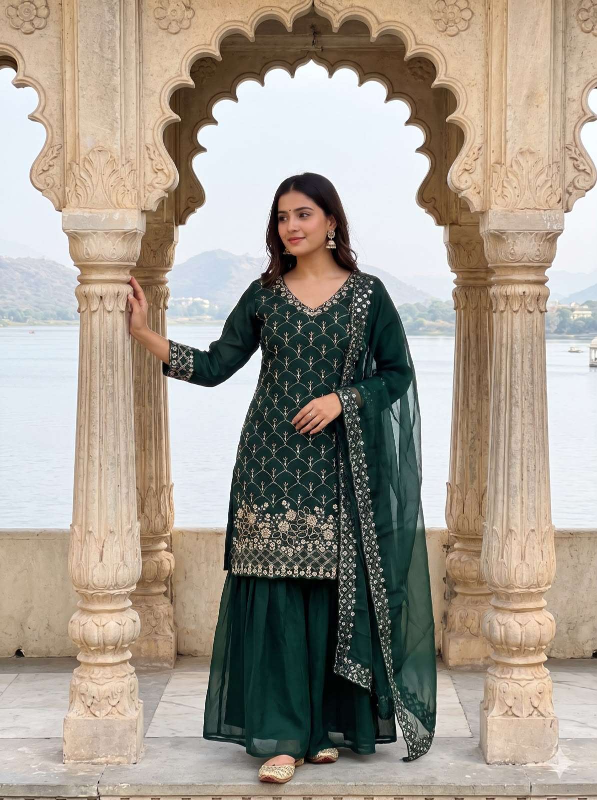 LM 17 SILK SEQUENCE EMBROIDERY DESIGNER WORK PARTY WEAR LADIES SUIT