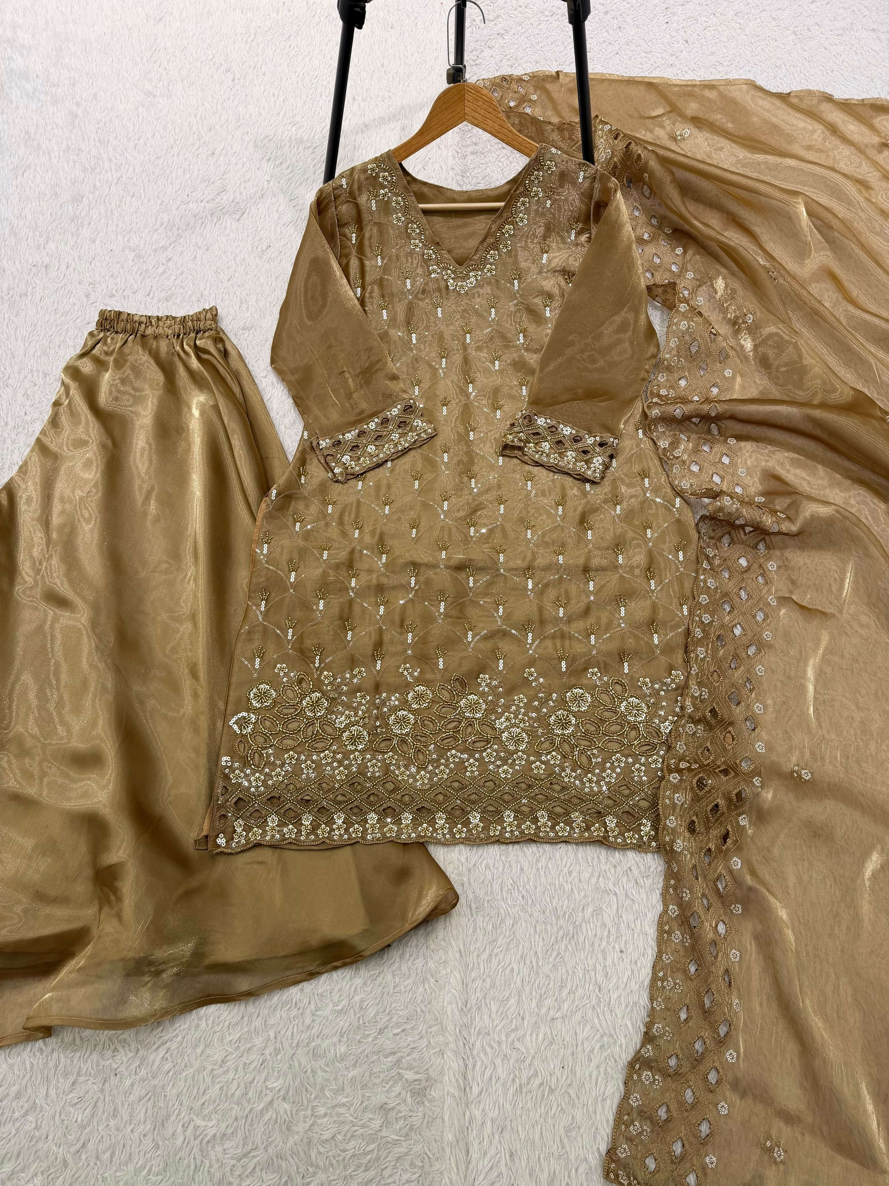 LM 17 SILK SEQUENCE EMBROIDERY DESIGNER WORK PARTY WEAR LADIES SUIT