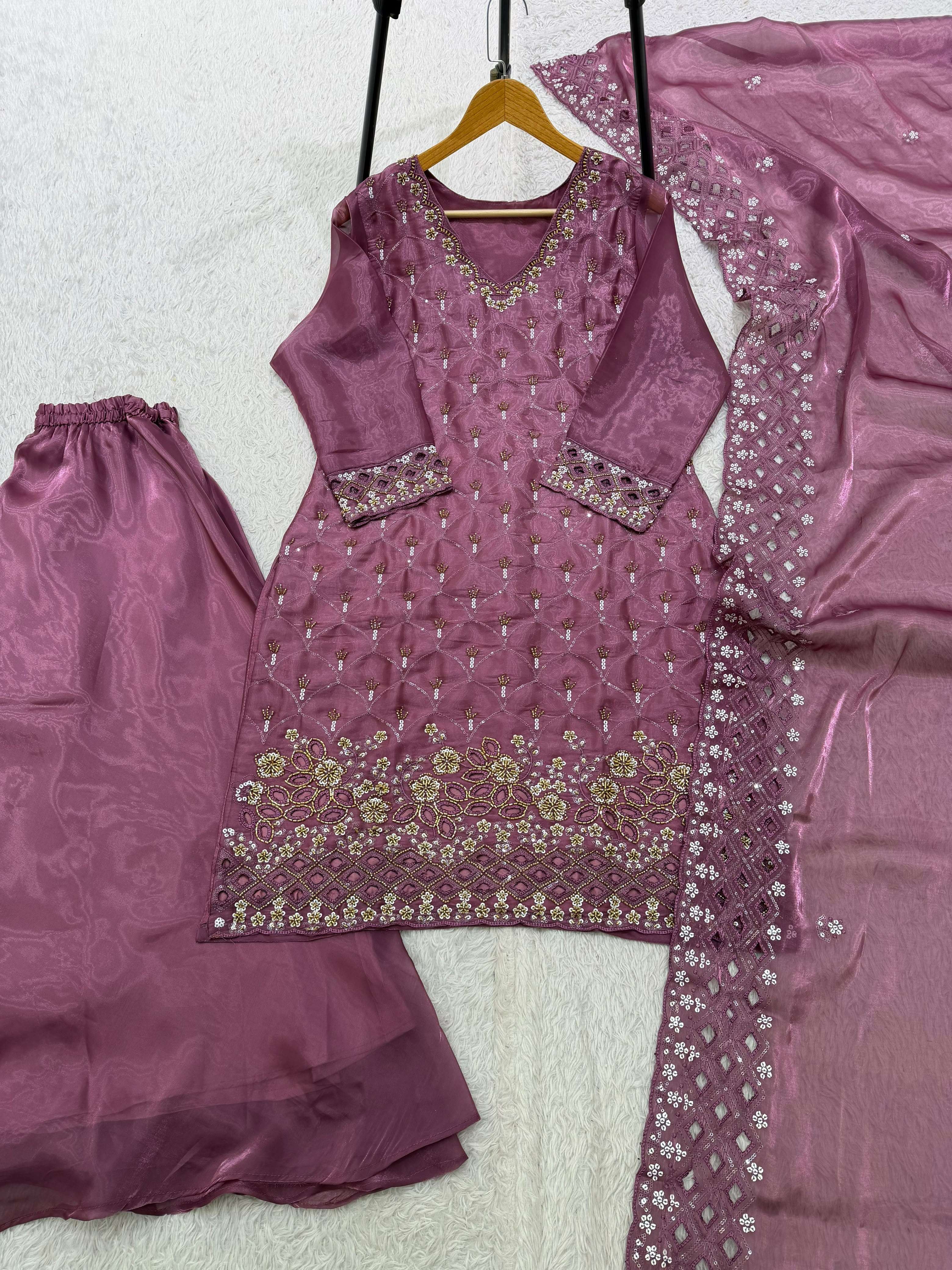 LM 17 SILK SEQUENCE EMBROIDERY DESIGNER WORK PARTY WEAR LADIES SUIT