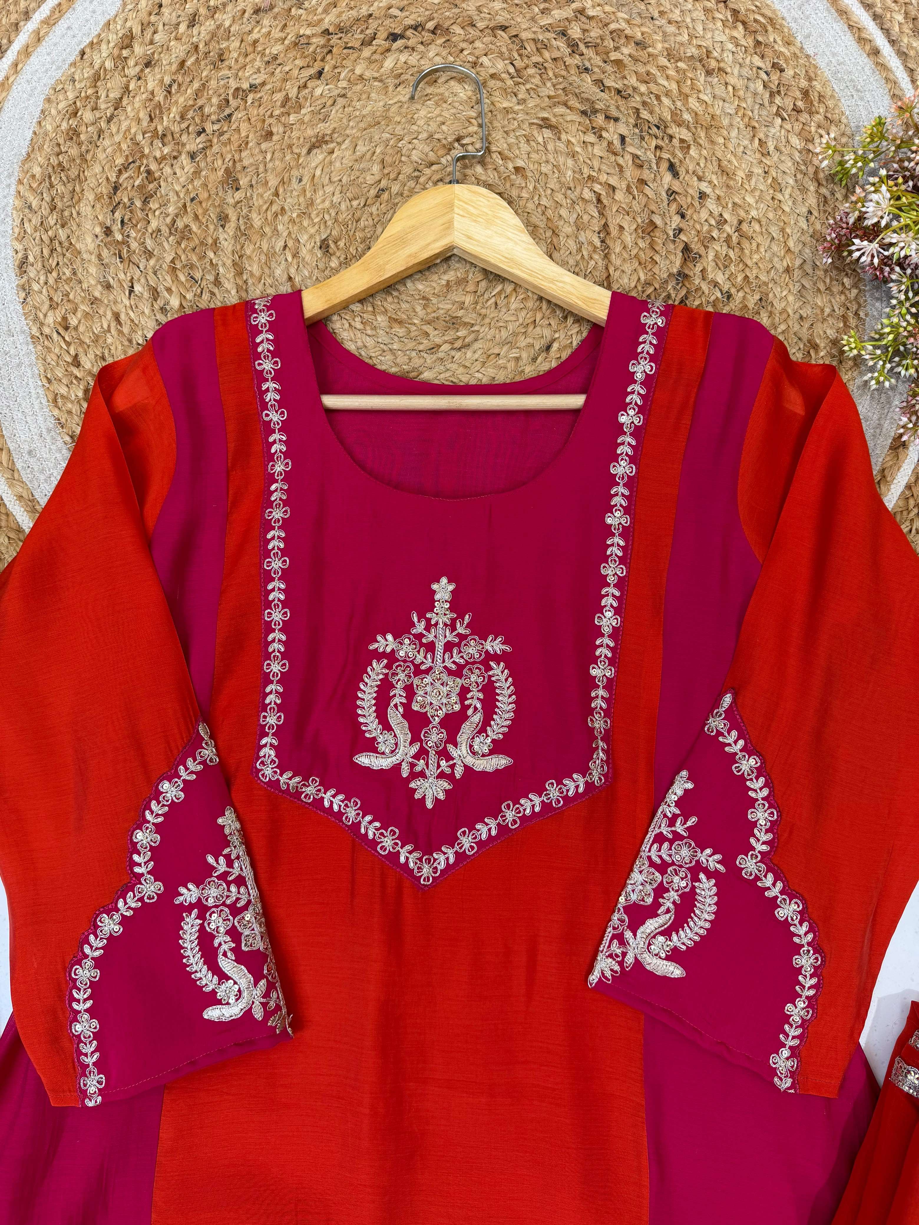 LM 38 CHANDERI SILK DESIGNER WORK FESTIVE WEAR LADIES 3PCS SET COLLECTION 