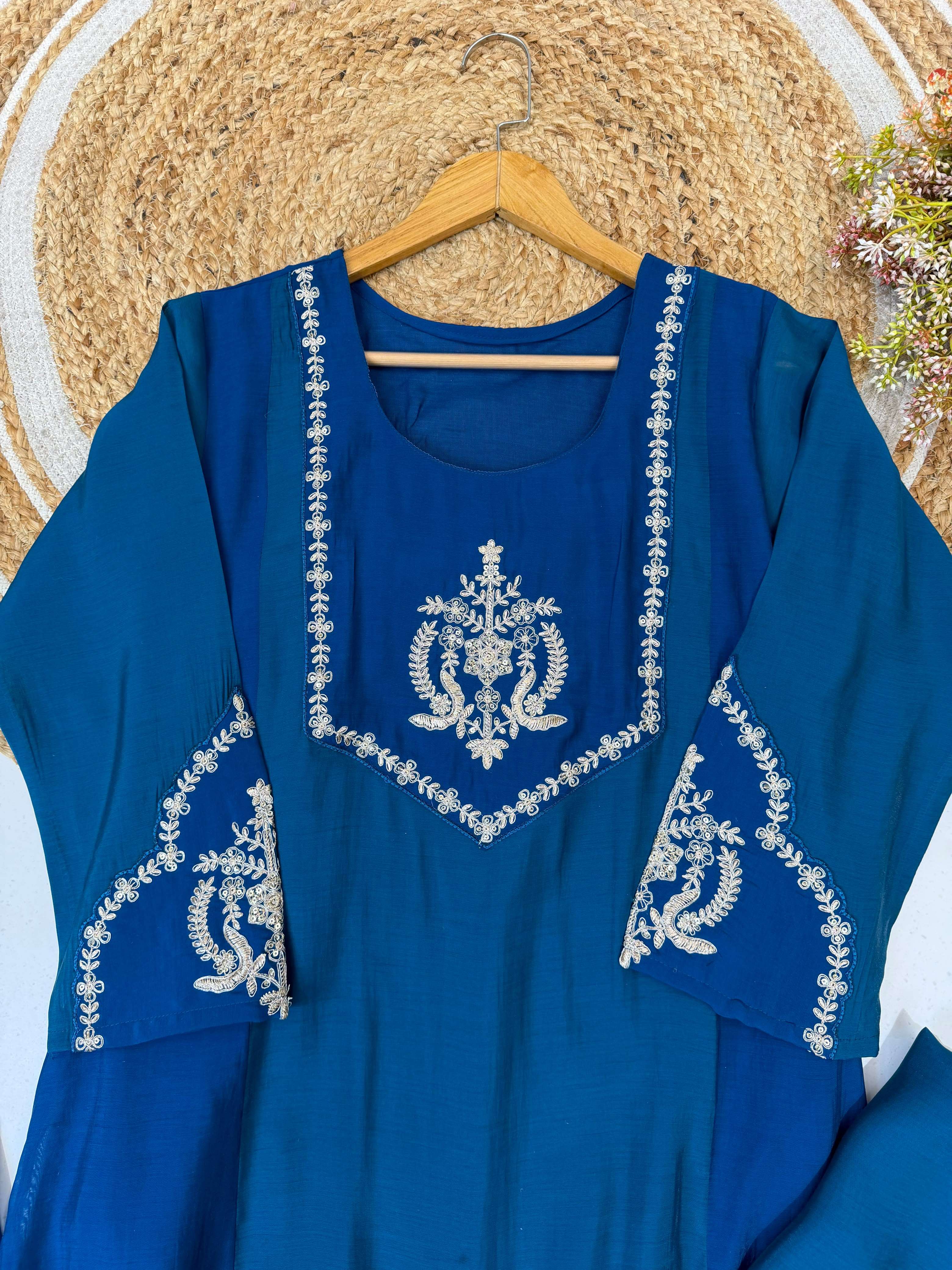 LM 38 CHANDERI SILK DESIGNER WORK FESTIVE WEAR LADIES 3PCS SET COLLECTION 