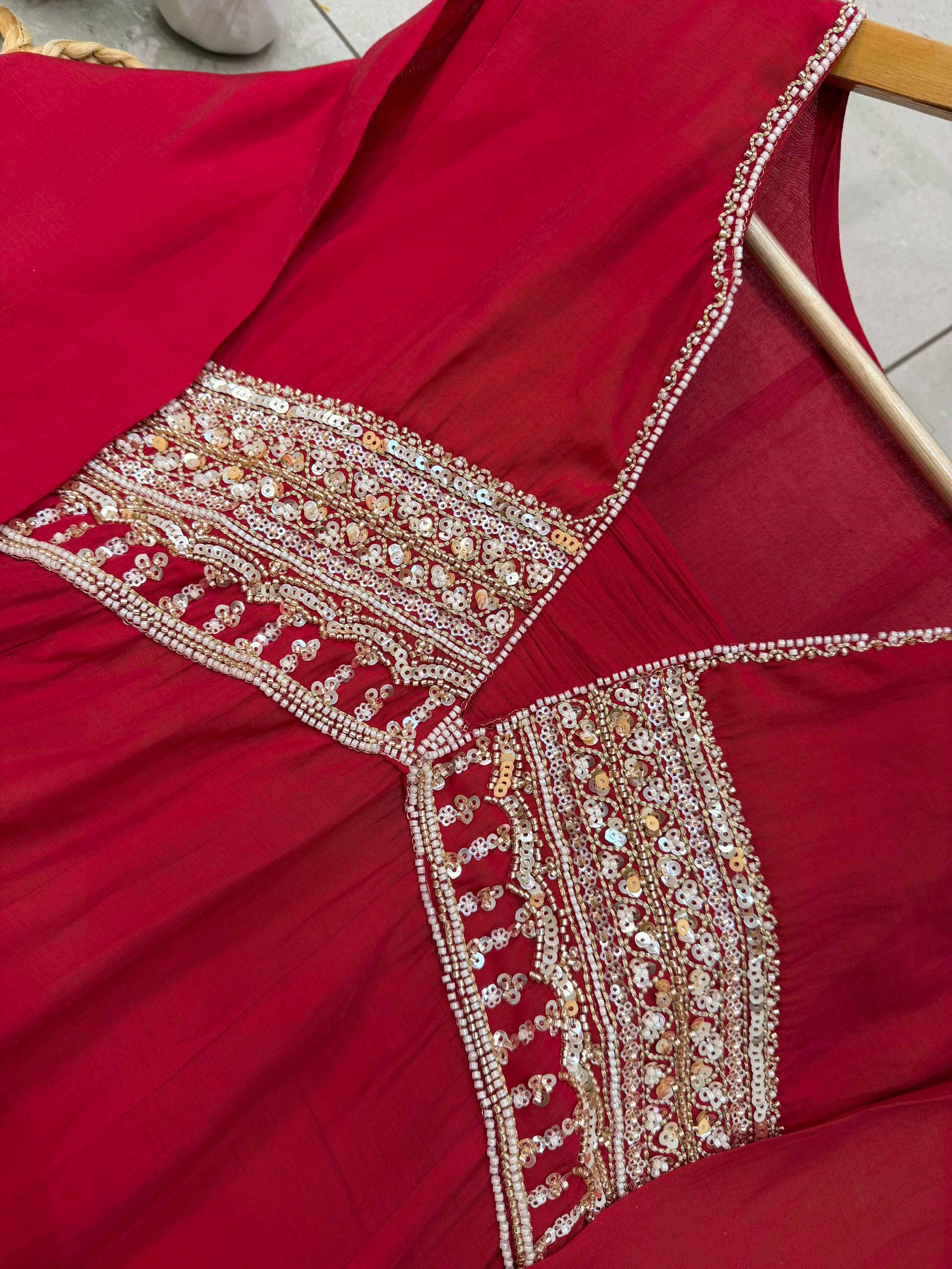 LM 40 CHANDERI EMBROIDERY DESIGNER FESTIVE WEAR ANARKALI GOWN STYLE SUIT