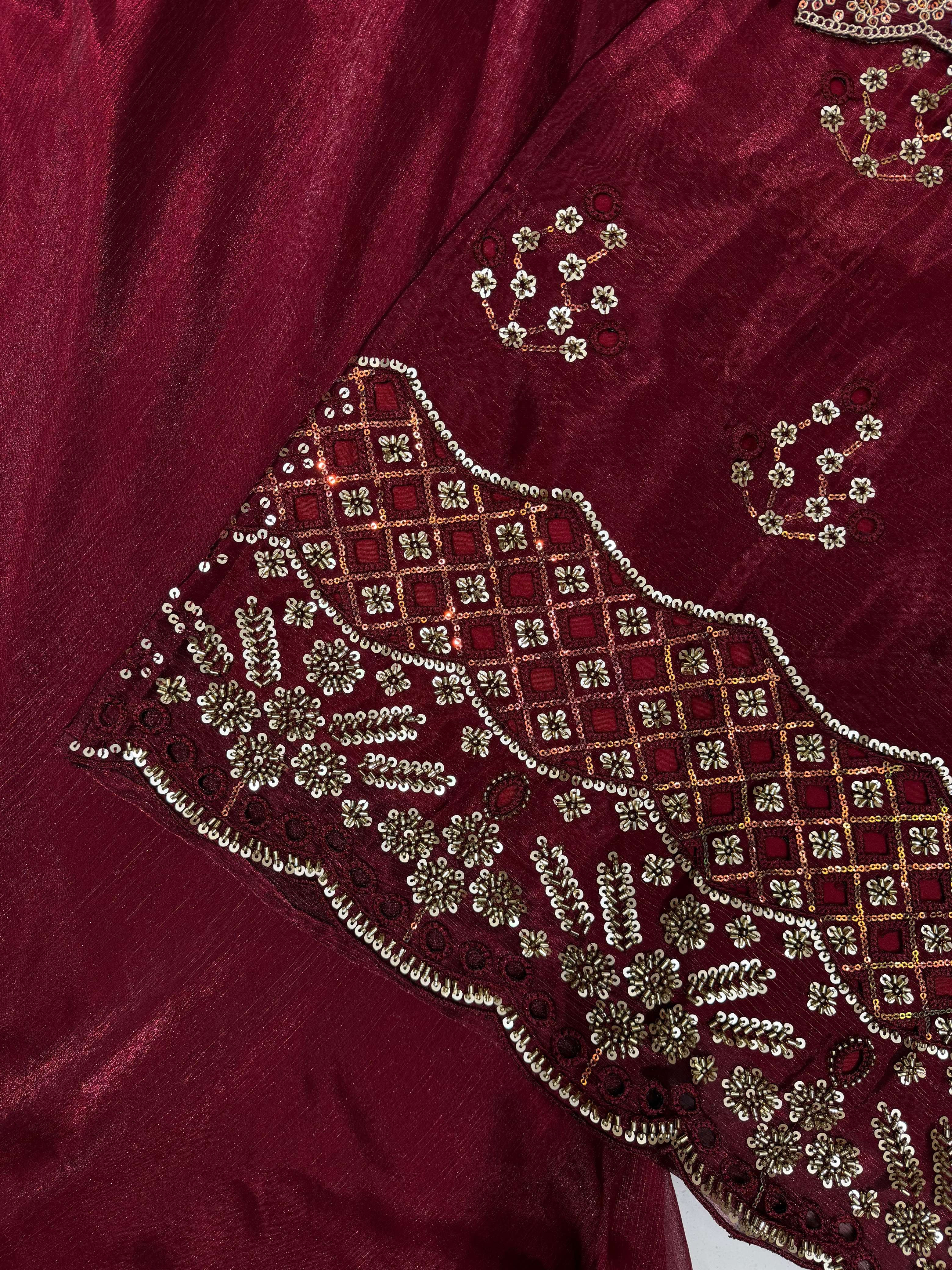 LM 41 BURBURY FABRIC BEAUTIFUL DESIGNER WORK FESTIVE WEAR LADIES SUIT 